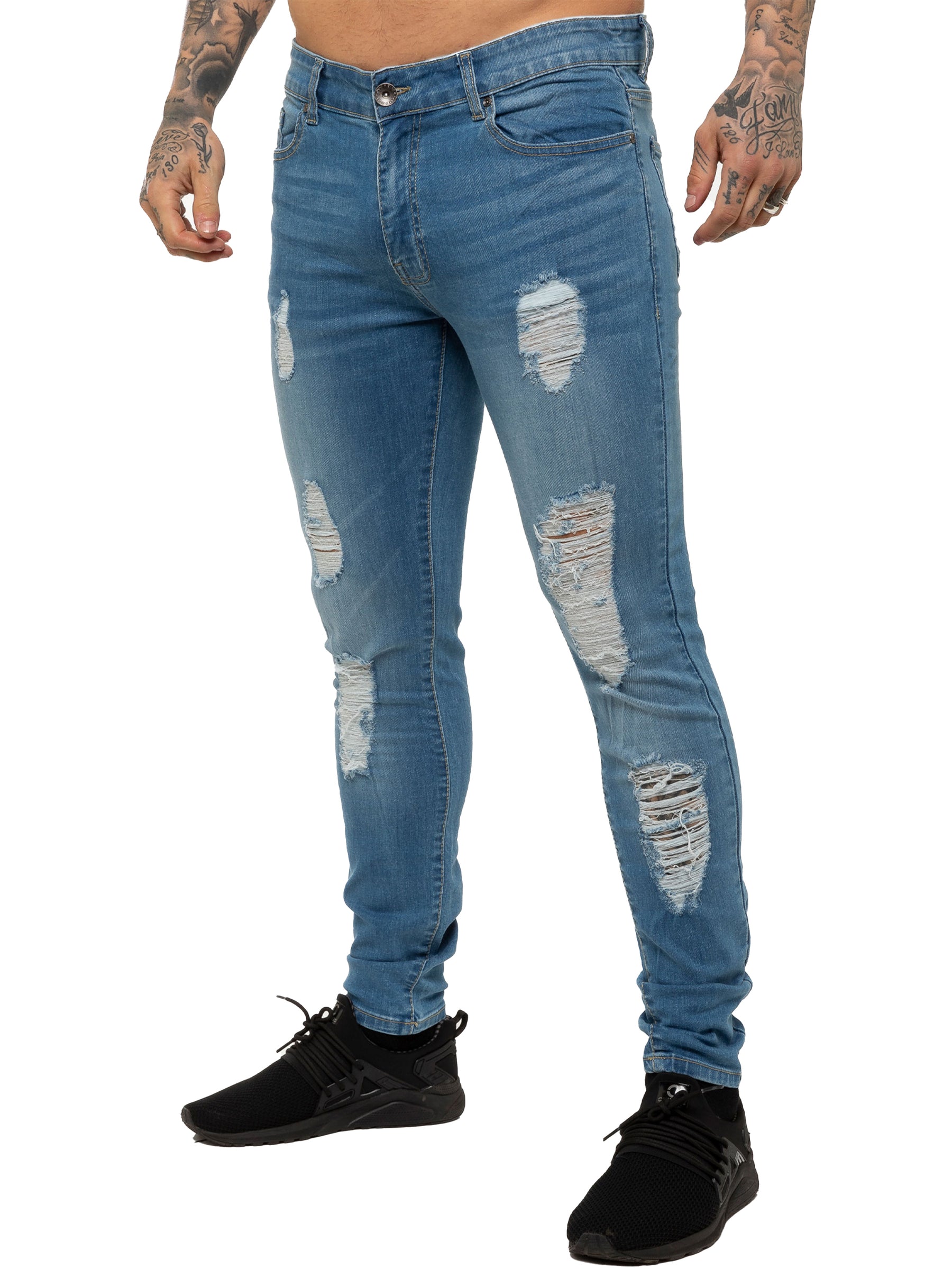 EZ376 Mens Denim Ripped Denim Jeans lsw | Enzo Designer Menswear ENZO RAWDENIM