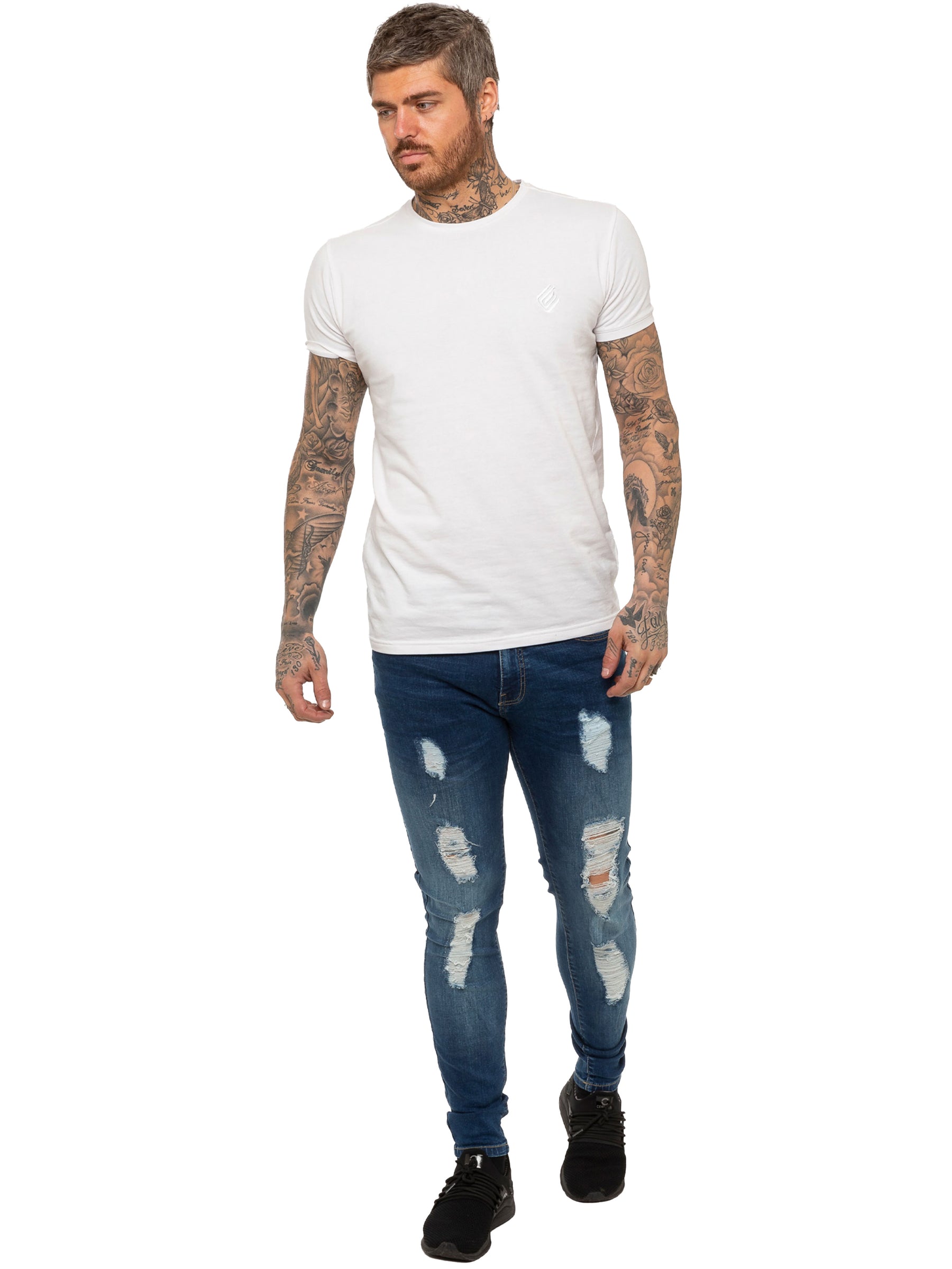 EZ376 Mens Denim Ripped Denim Jeans lsw | Enzo Designer Menswear ENZO RAWDENIM
