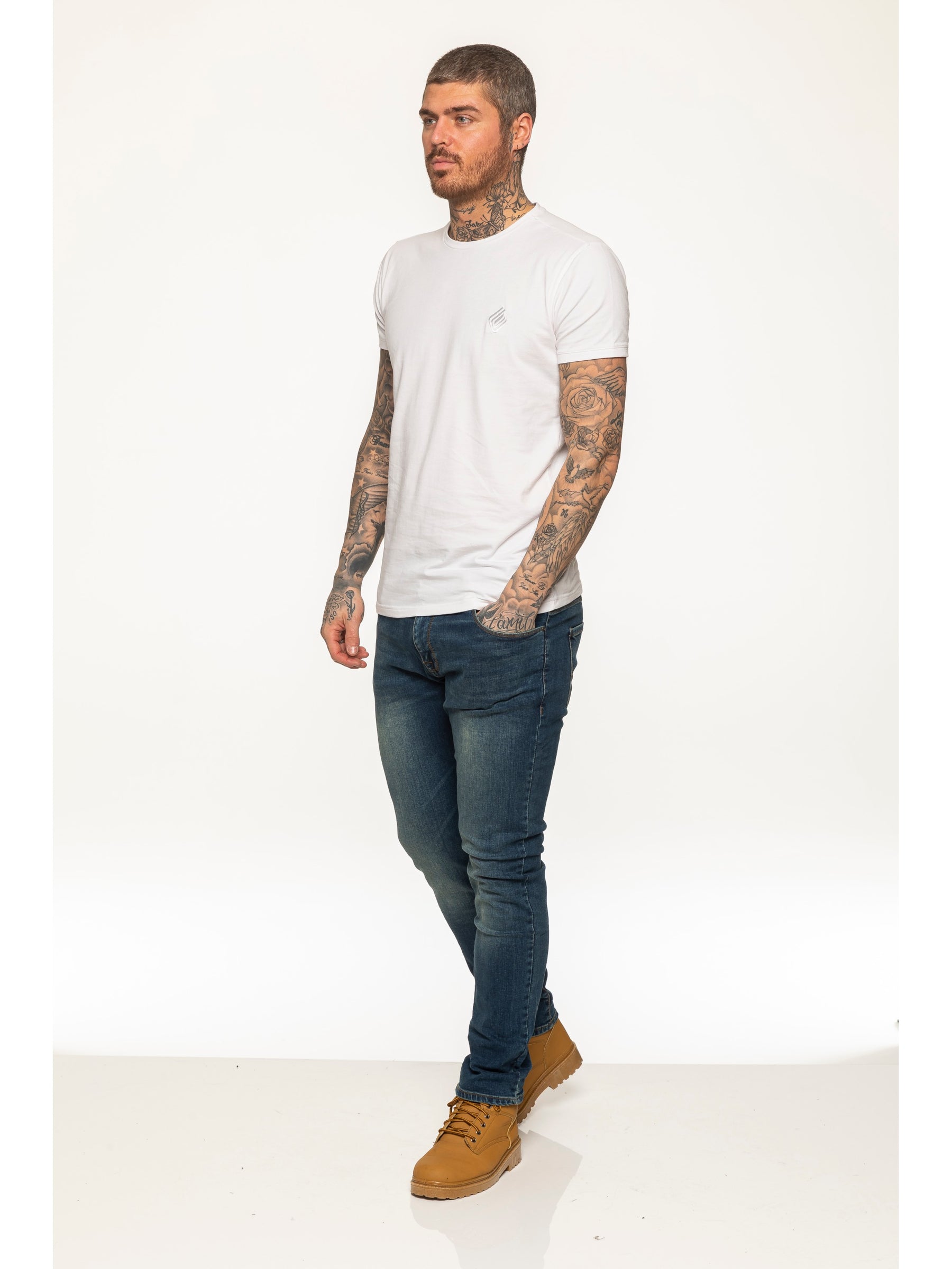 EZ325 MSW Mens Skinny Stretch Stonewash Denim Jeans | Enzo Designer Menswear ENZO RAWDENIM