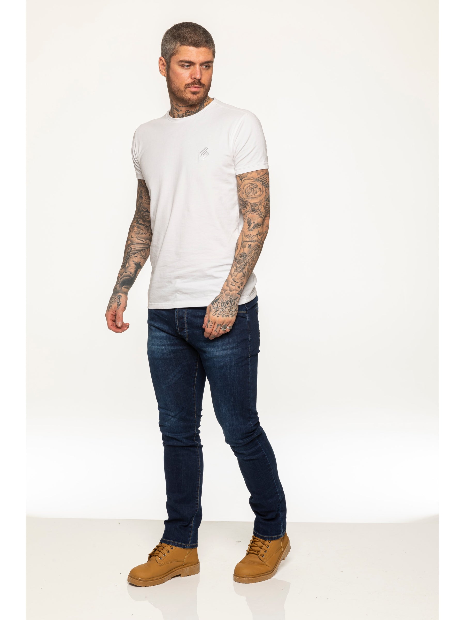 EZ325 MSW Mens Skinny Stretch Stonewash Denim Jeans | Enzo Designer Menswear ENZO RAWDENIM