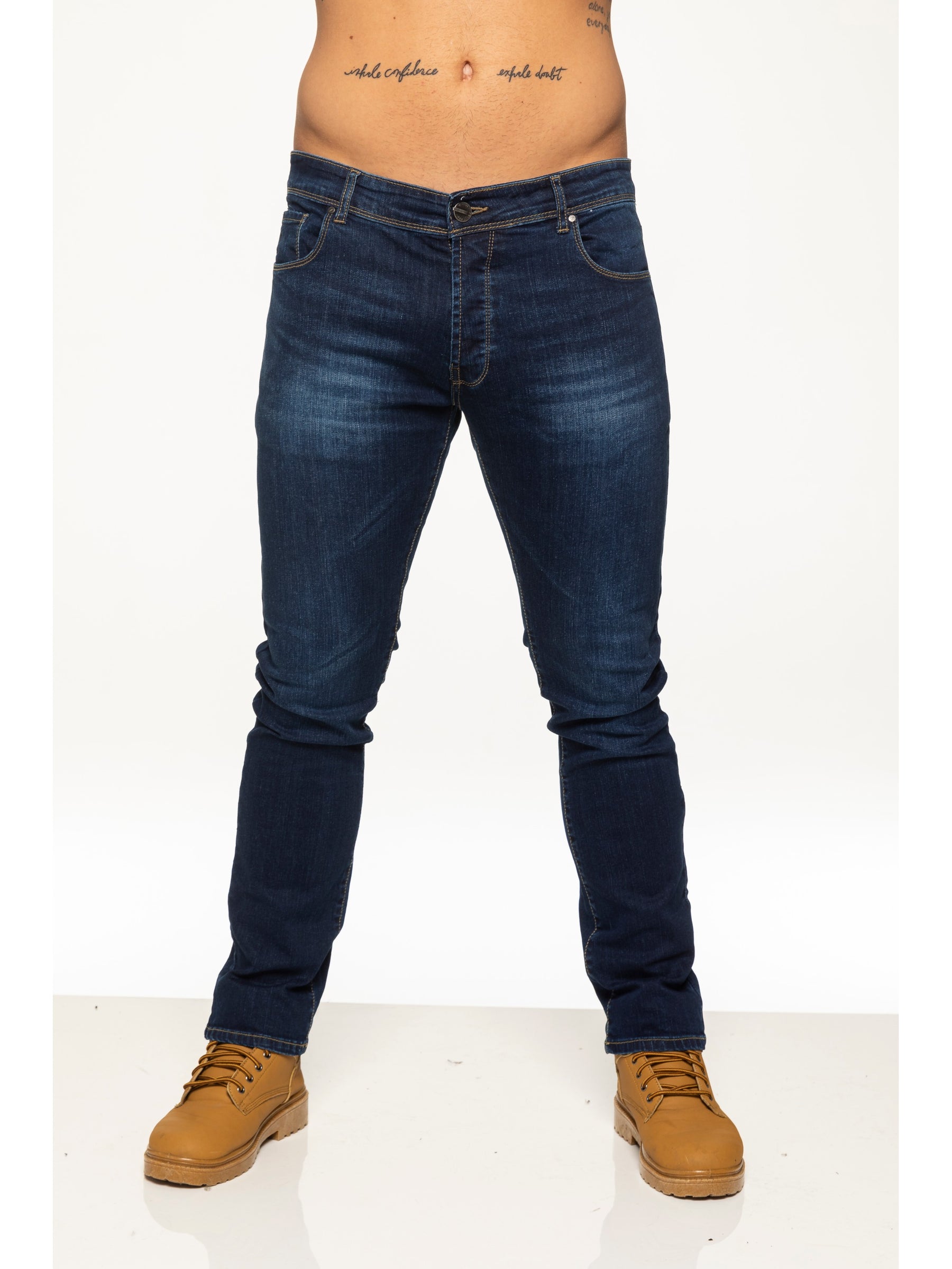 EZ325 MSW Mens Skinny Stretch Stonewash Denim Jeans | Enzo Designer Menswear ENZO RAWDENIM