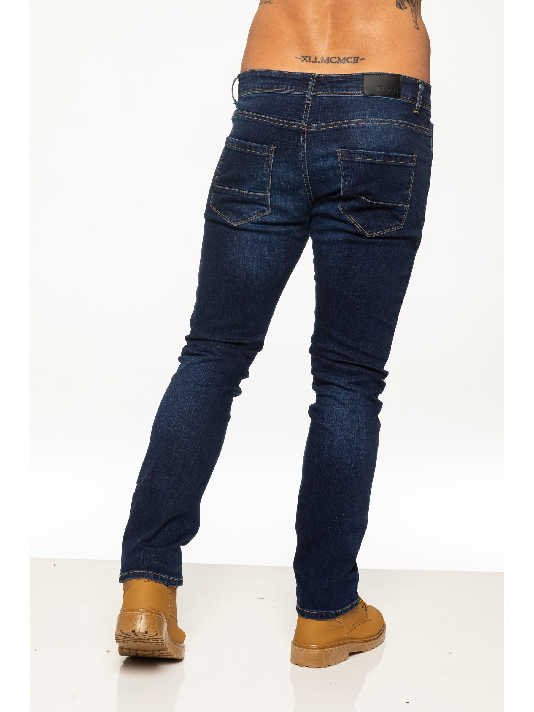 EZ325 MSW Mens Skinny Stretch Stonewash Denim Jeans | Enzo Designer Menswear ENZO RAWDENIM