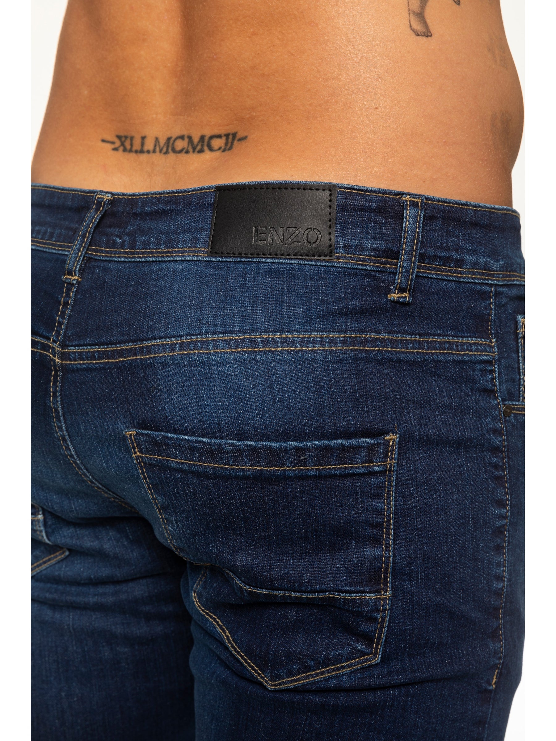 EZ325 MSW Mens Skinny Stretch Stonewash Denim Jeans | Enzo Designer Menswear ENZO RAWDENIM