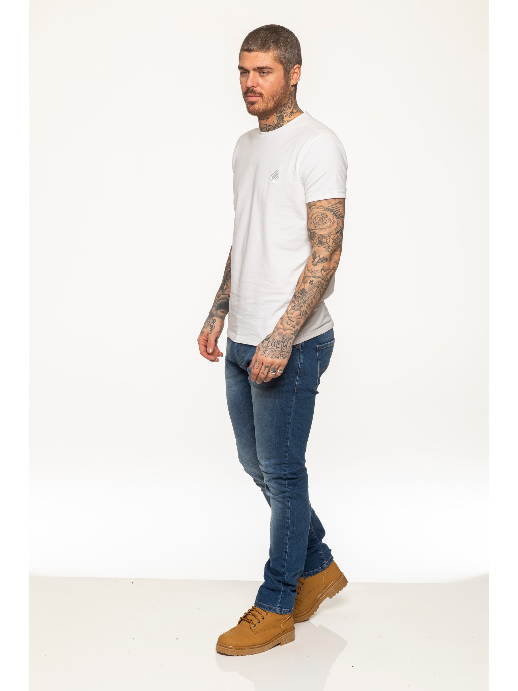 EZ325 MSW Mens Skinny Stretch Stonewash Denim Jeans | Enzo Designer Menswear ENZO RAWDENIM