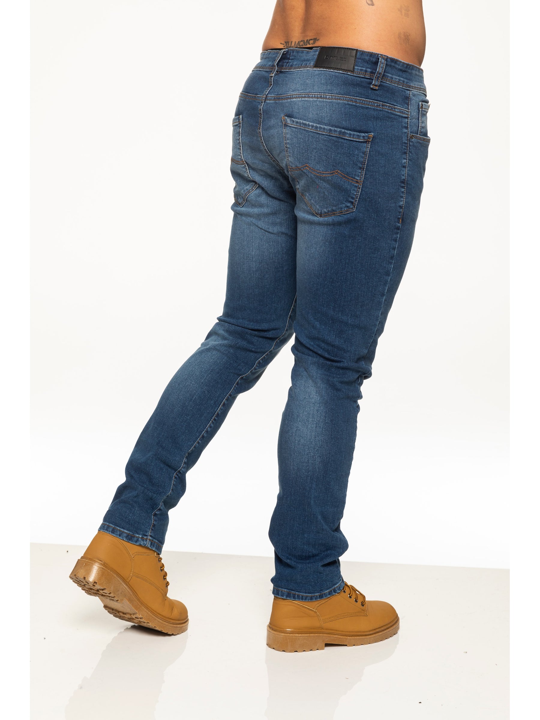 EZ325 MSW Mens Skinny Stretch Stonewash Denim Jeans | Enzo Designer Menswear ENZO RAWDENIM