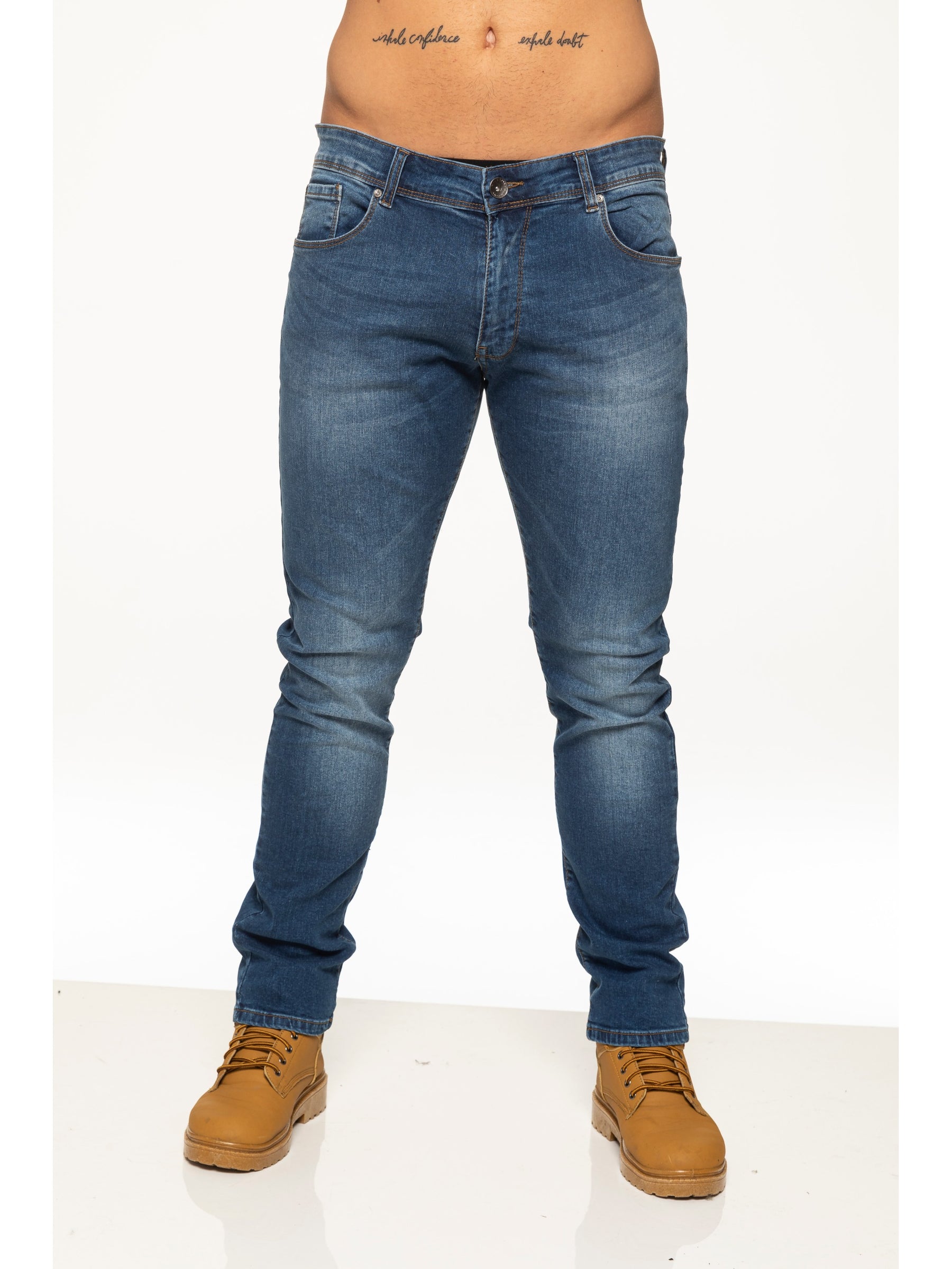 EZ325 MSW Mens Skinny Stretch Stonewash Denim Jeans | Enzo Designer Menswear ENZO RAWDENIM