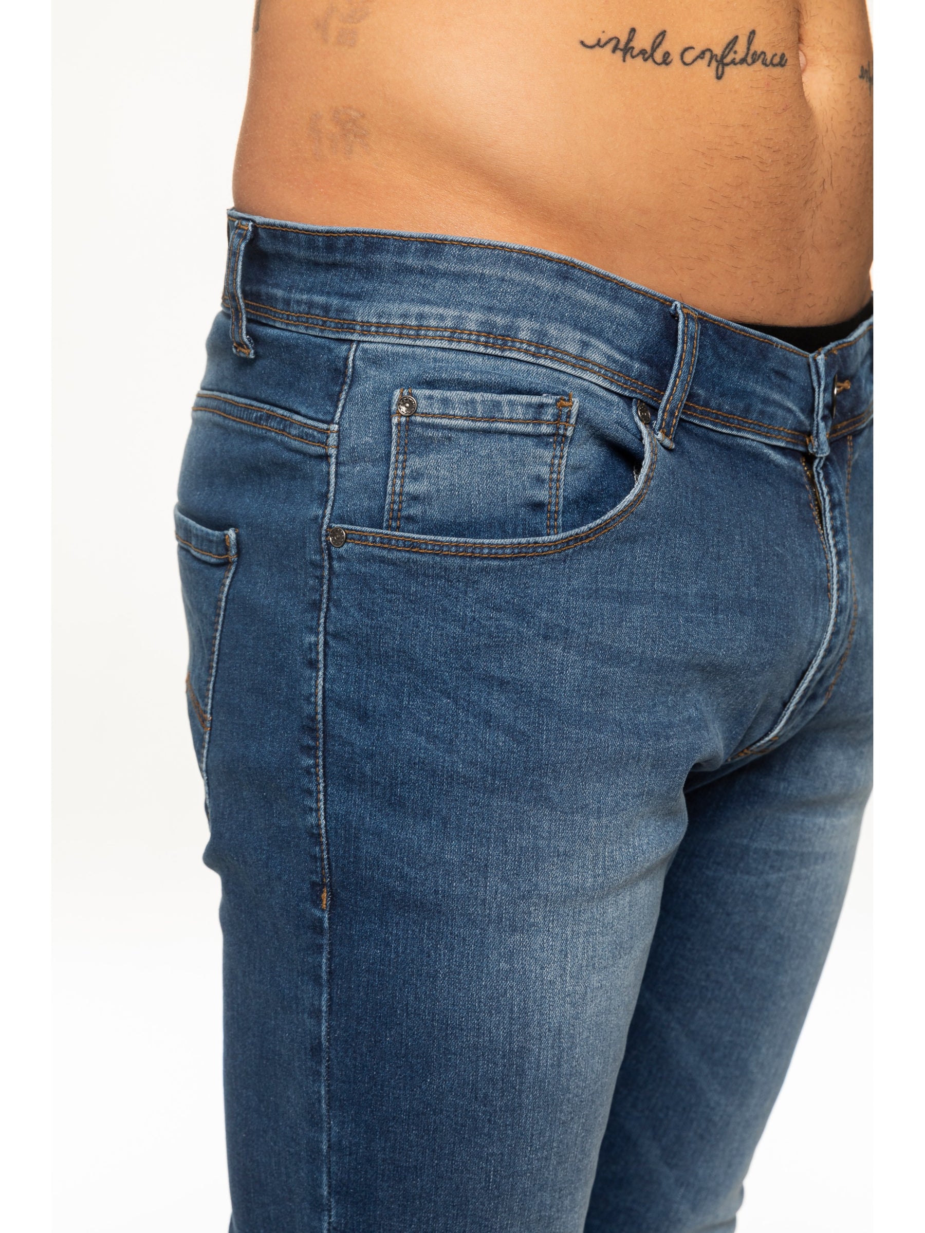 EZ325 MSW Mens Skinny Stretch Stonewash Denim Jeans | Enzo Designer Menswear ENZO RAWDENIM