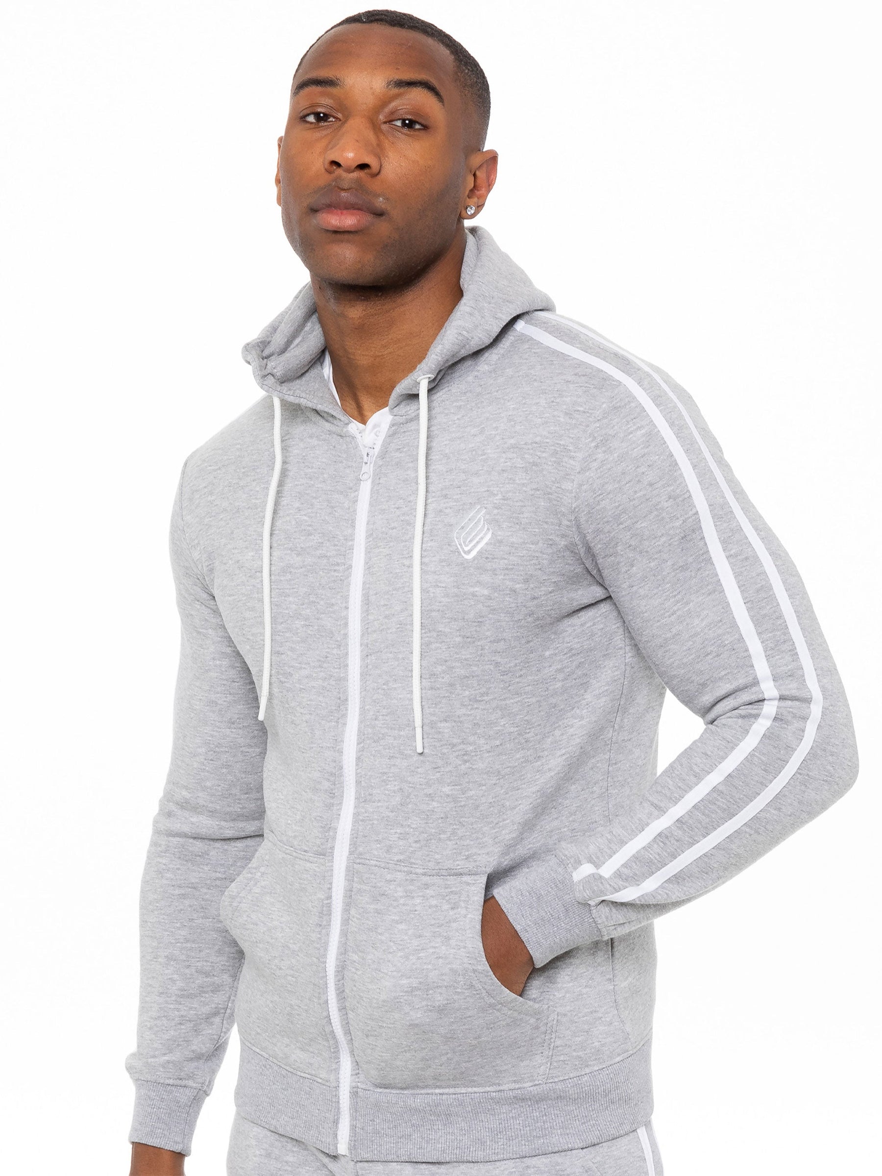 EZHD583T+EZJG582T Copy of Enzo | Mens Full Zip Up Hoodie Tape Tracksuit Set ENZO RAWDENIM