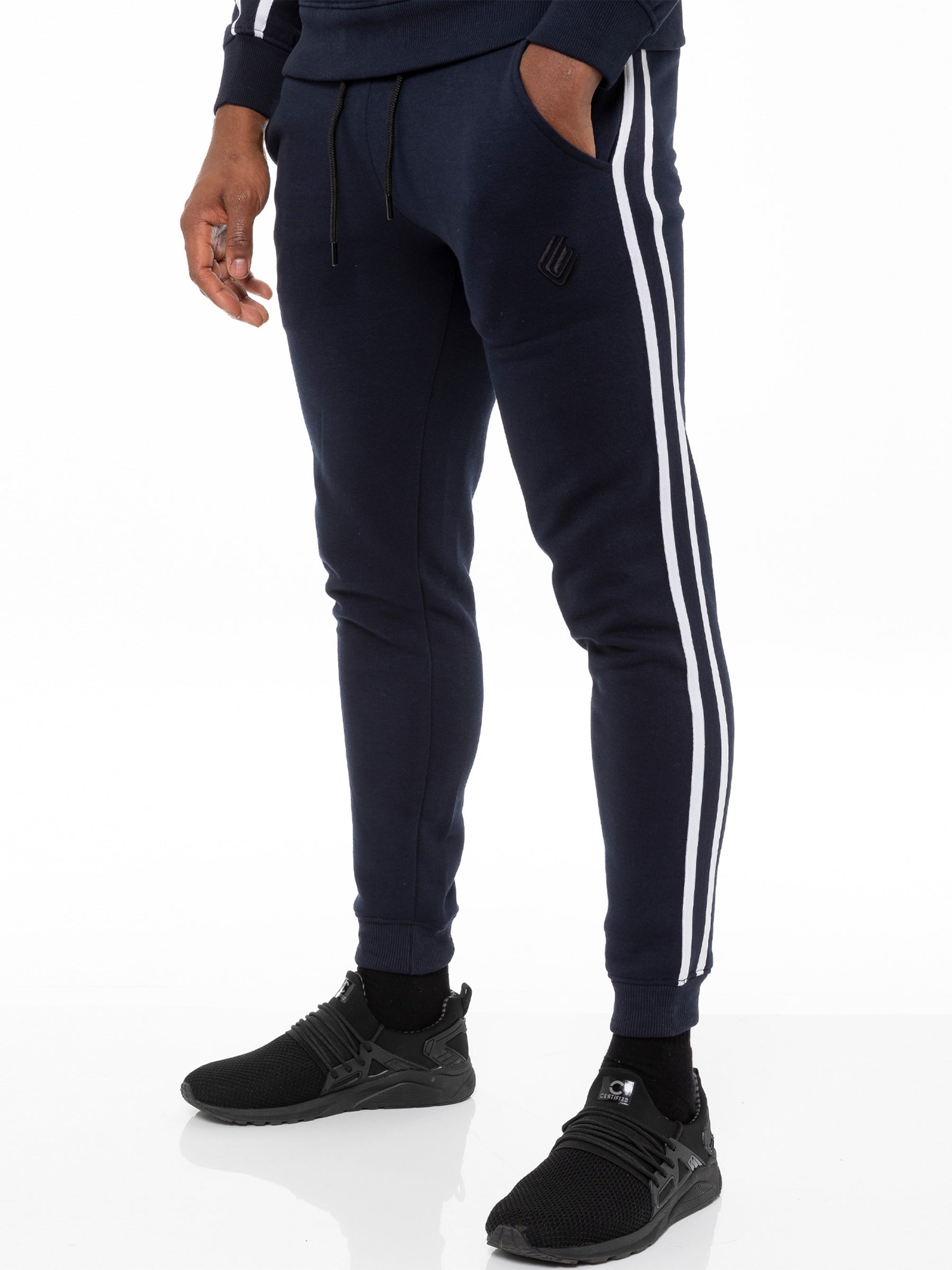 EZHD583T+EZJG582T Enzo | Mens Full Zip Up Hoodie Tape Tracksuit Set ENZO RAWDENIM
