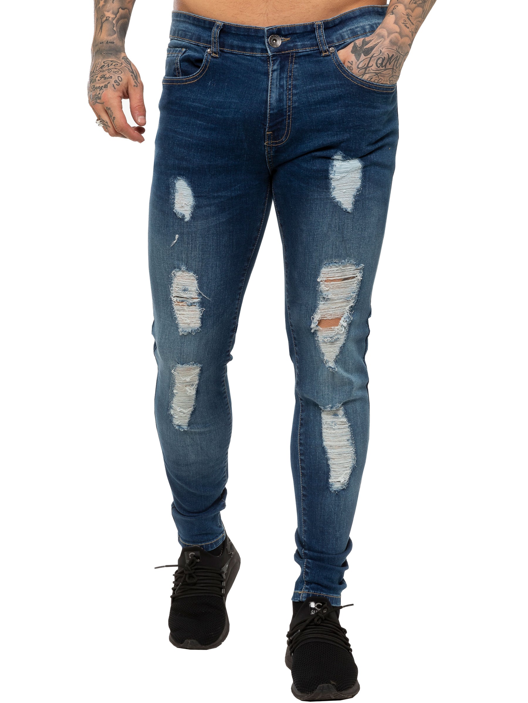 EZ376 Mens Denim Ripped Denim Jeans lsw | Enzo Designer Menswear ENZO RAWDENIM