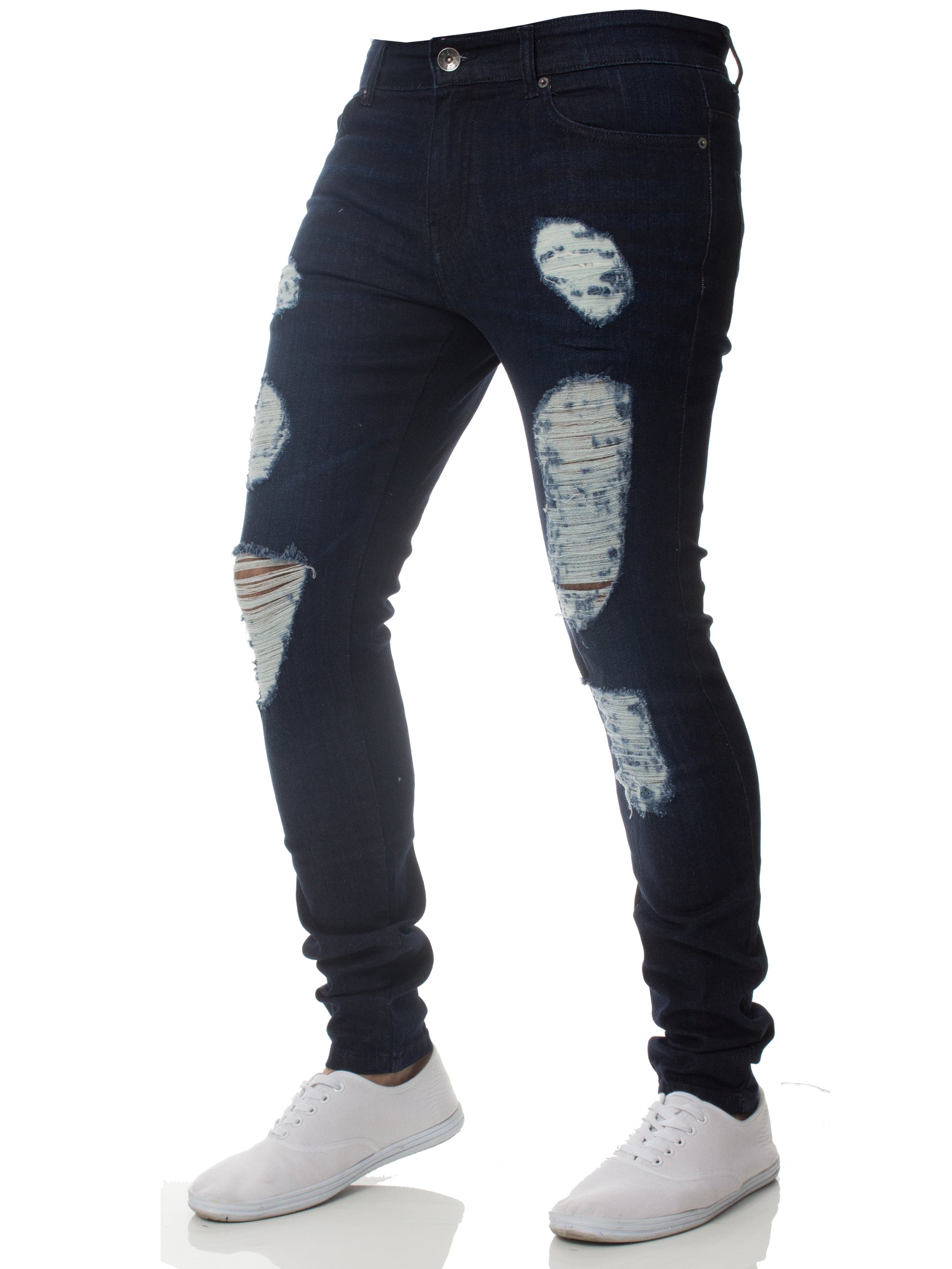 EZ376 Mens Denim Ripped Denim Jeans lsw | Enzo Designer Menswear ENZO RAWDENIM