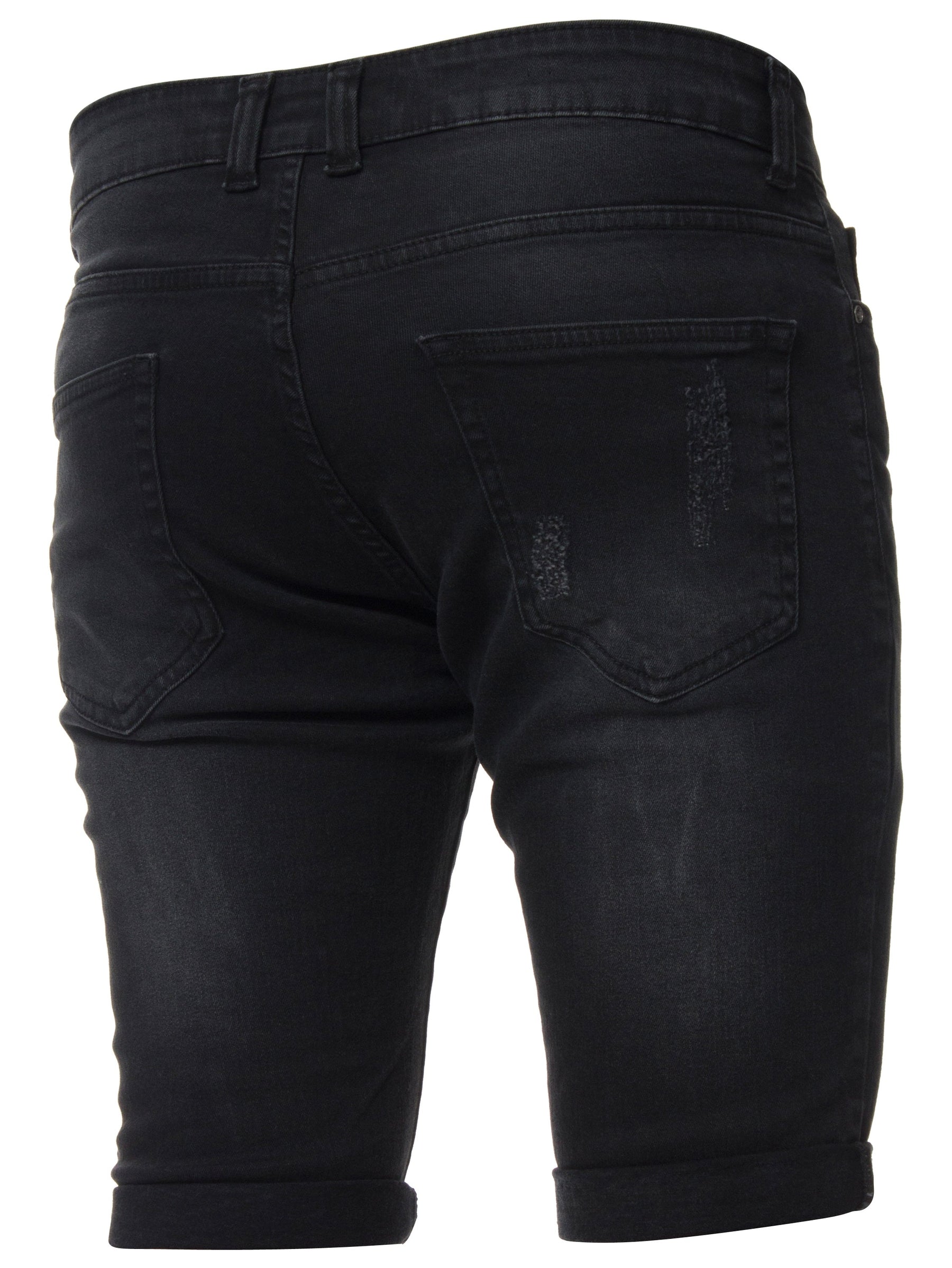 EZS383 Copy of Mens Denim Skinny Fit Distressed Shorts | Enzo Designer Menswear ENZO RAWDENIM