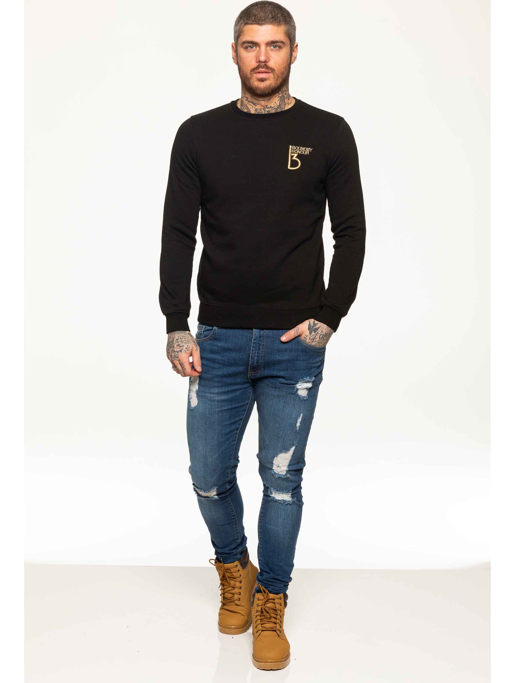 SWT055 Copy of BBH Mens Plain Sweatshirt Crew Neck Jersey Fleece | Bound By Honour Bound By Honour RAWDENIM