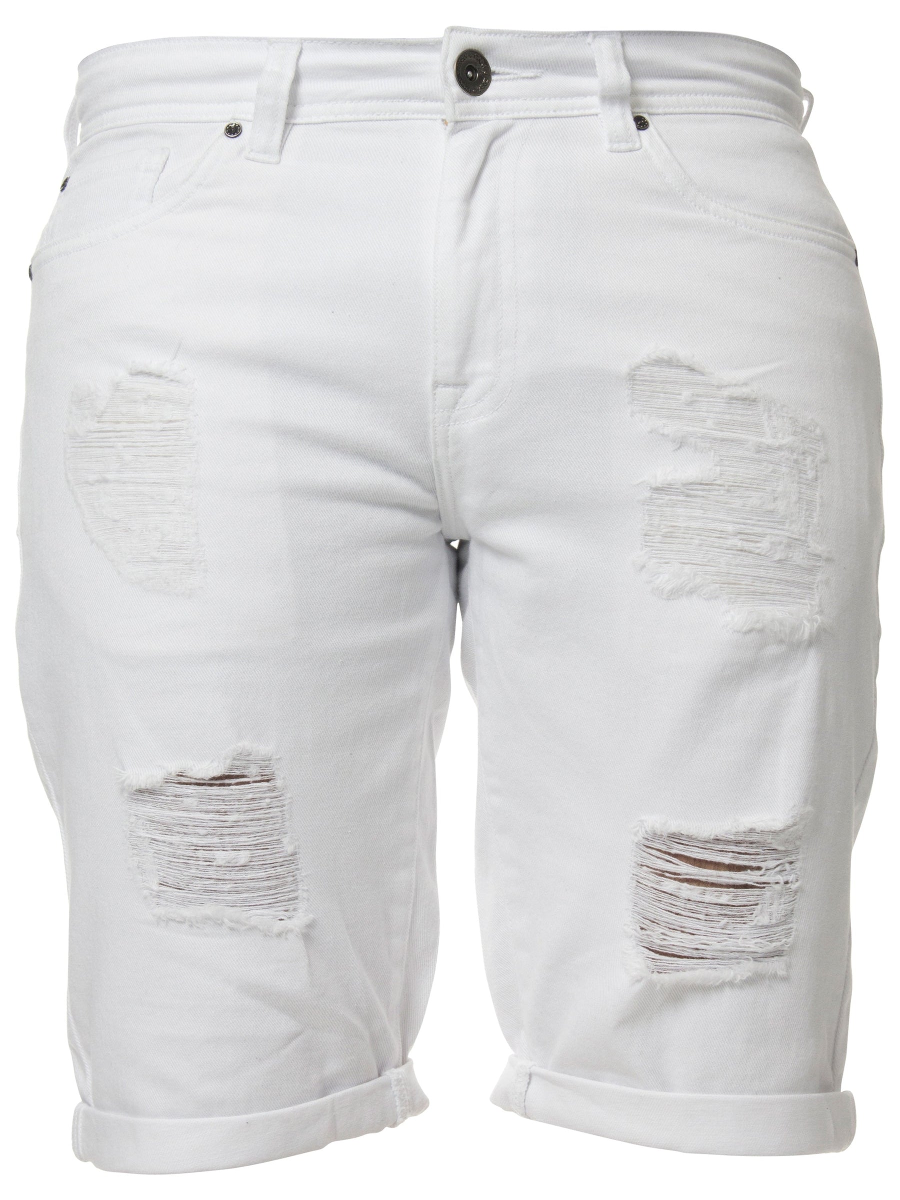 EZS383 Copy of Mens Denim Skinny Fit Distressed Shorts | Enzo Designer Menswear ENZO RAWDENIM