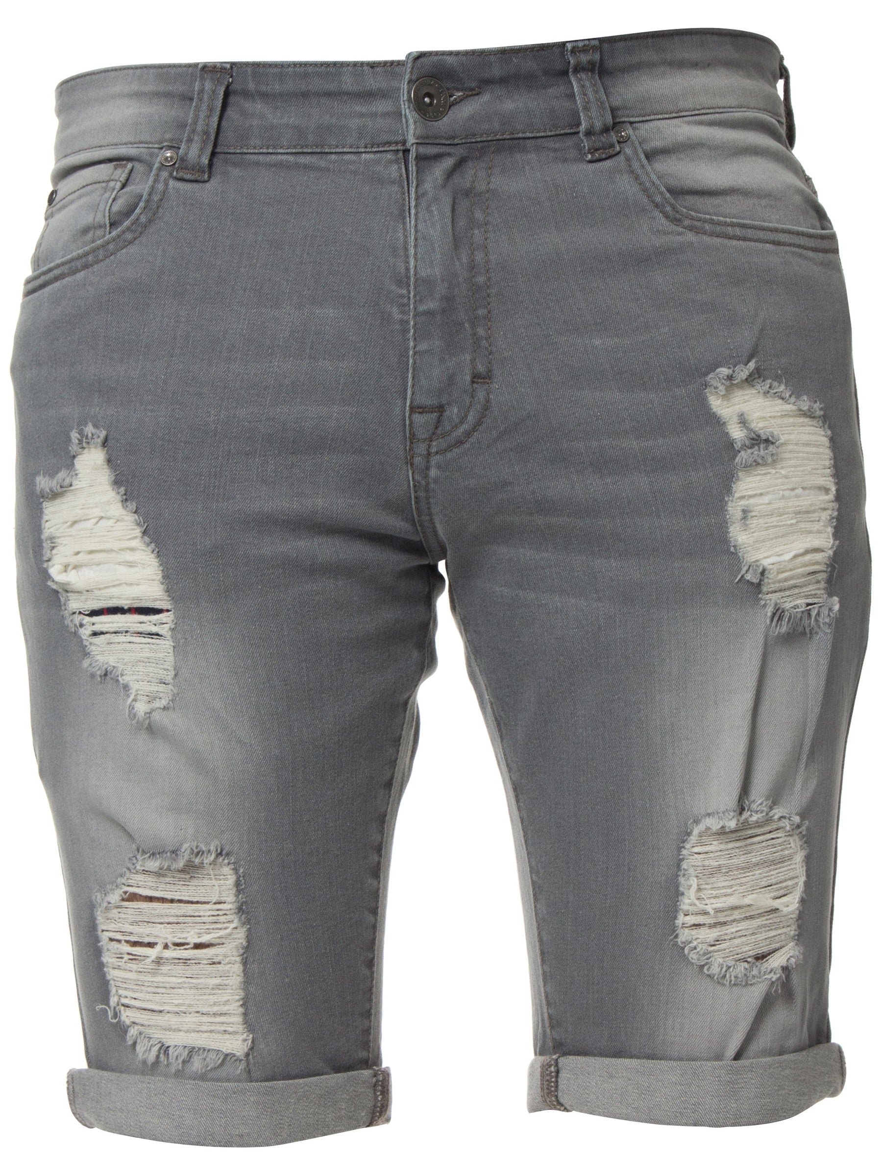 EZS383 Copy of Mens Denim Skinny Fit Distressed Shorts | Enzo Designer Menswear ENZO RAWDENIM