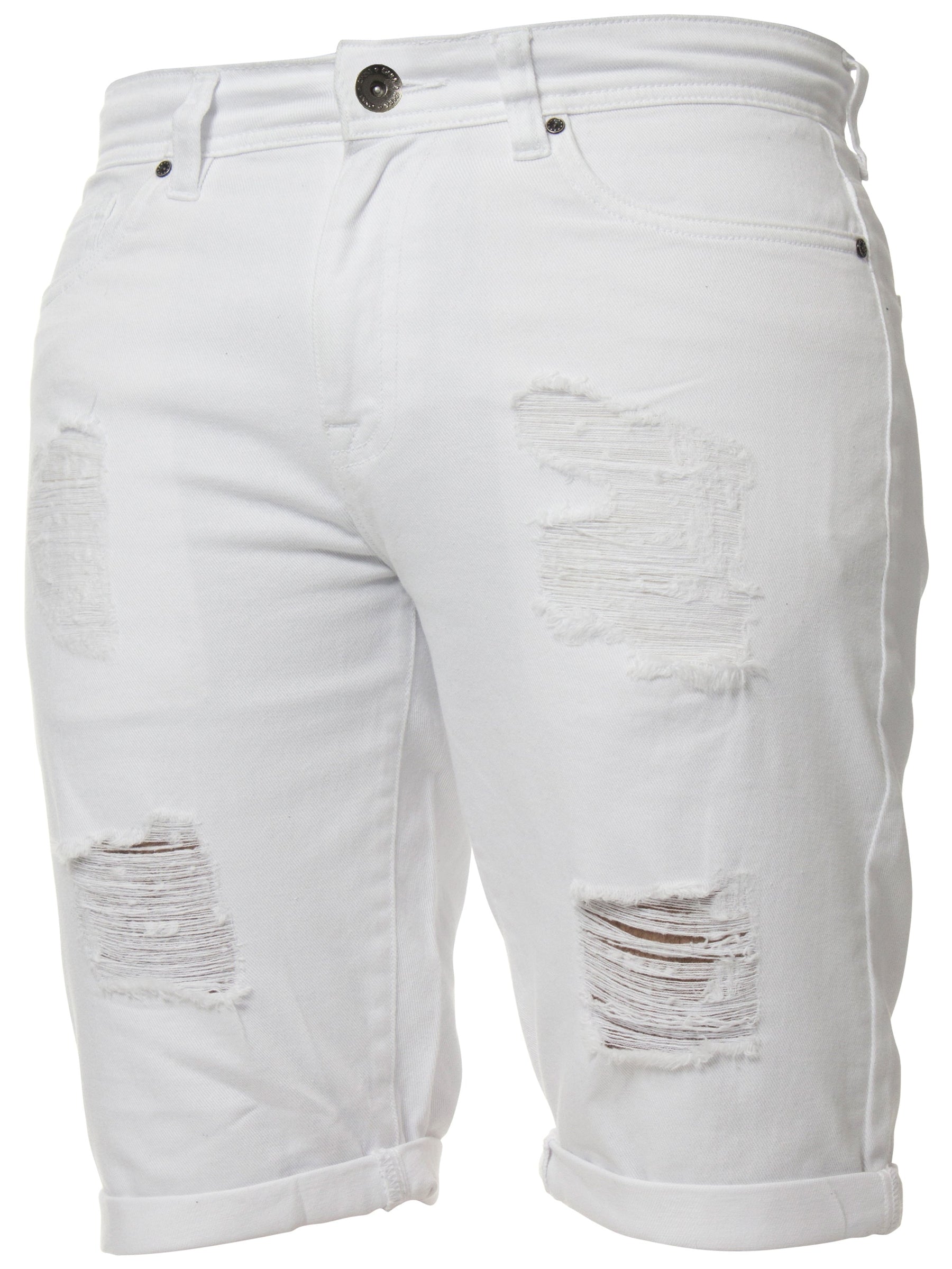 EZS383 Copy of Mens Denim Skinny Fit Distressed Shorts | Enzo Designer Menswear ENZO RAWDENIM