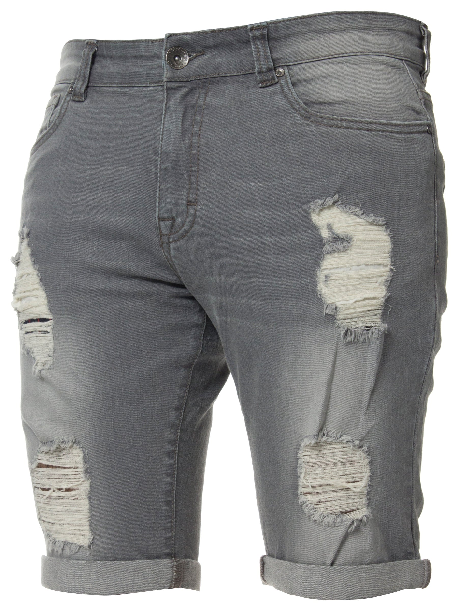 EZS383 Copy of Mens Denim Skinny Fit Distressed Shorts | Enzo Designer Menswear ENZO RAWDENIM