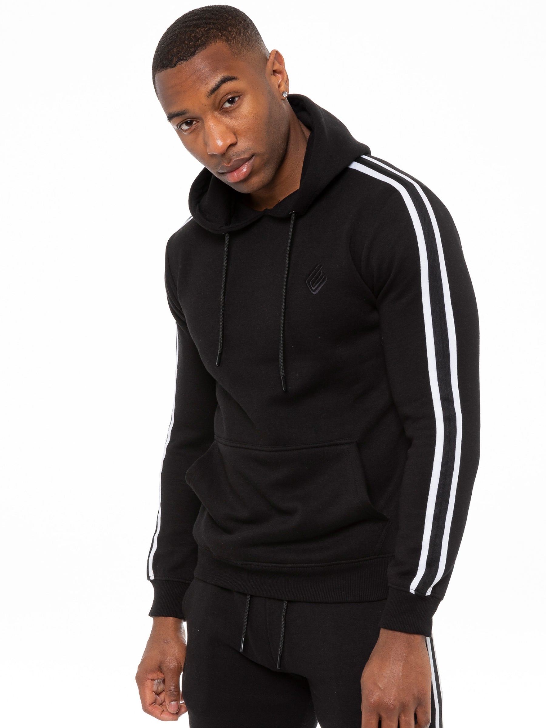 EZOHD584T Mens Striped Fleece Pullover Hoody | Enzo Designer Menswear ENZO RAWDENIM