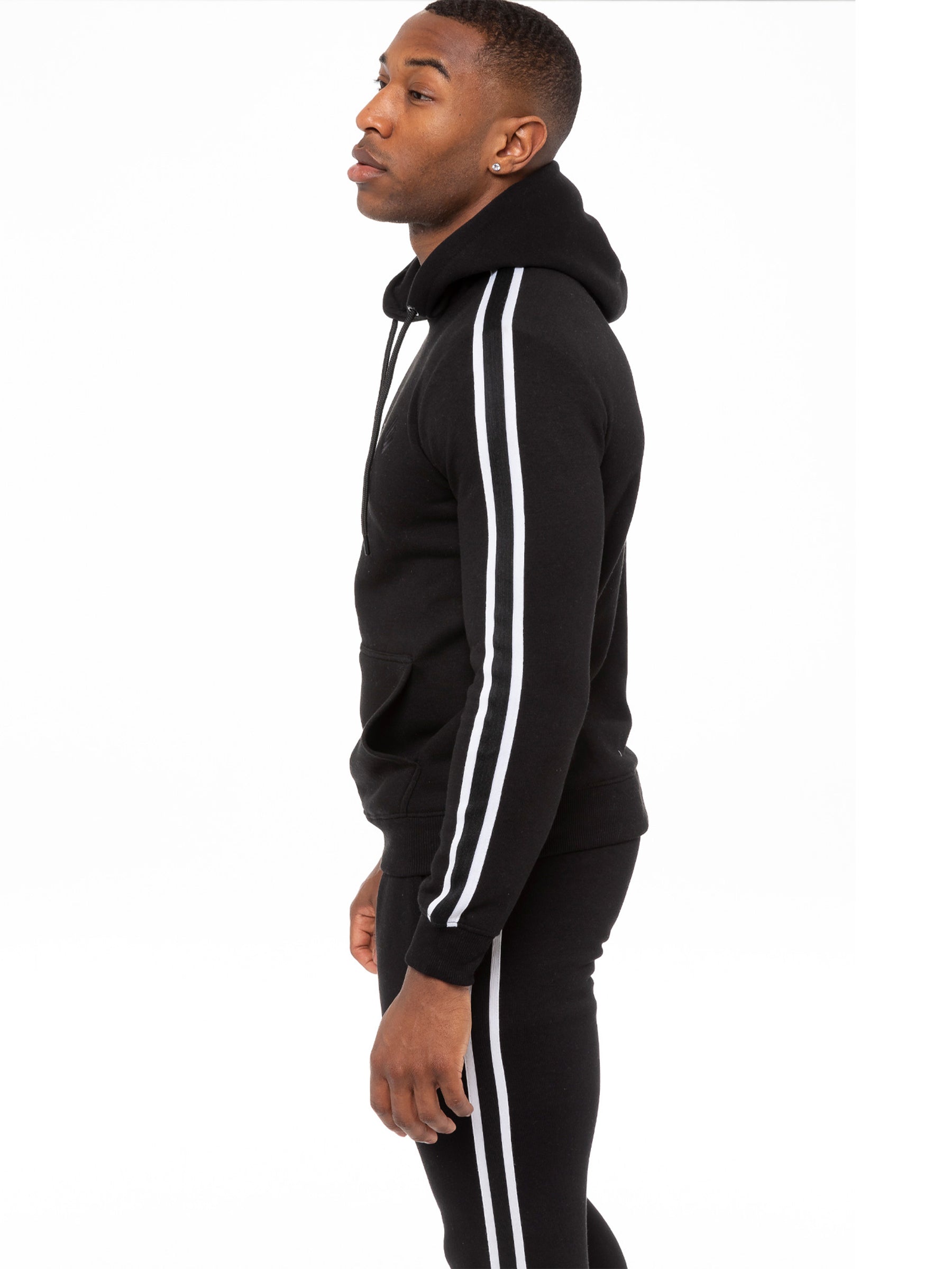 EZOHD584T Mens Striped Fleece Pullover Hoody | Enzo Designer Menswear ENZO RAWDENIM