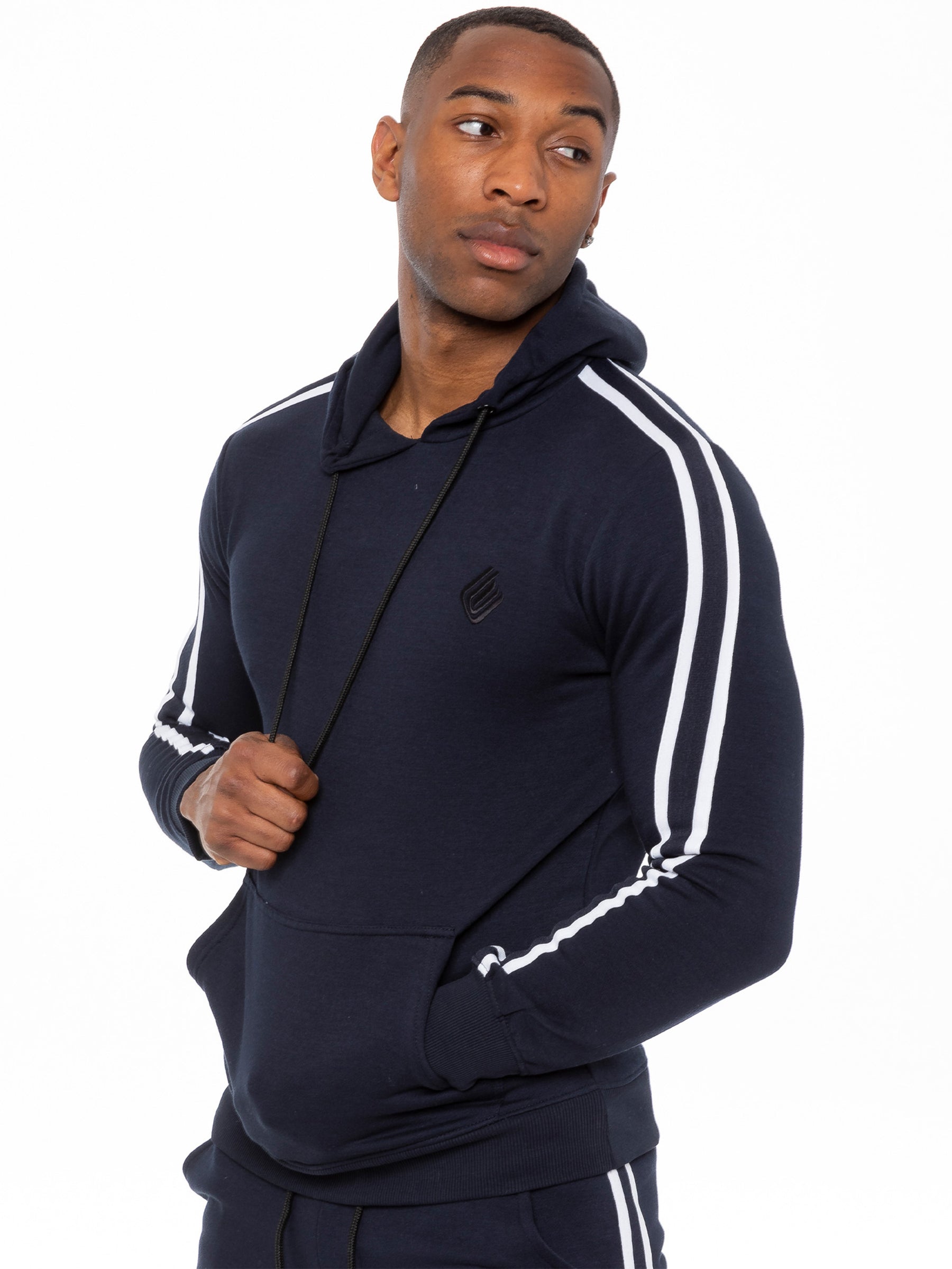 EZOHD584T Mens Striped Fleece Pullover Hoody | Enzo Designer Menswear ENZO RAWDENIM