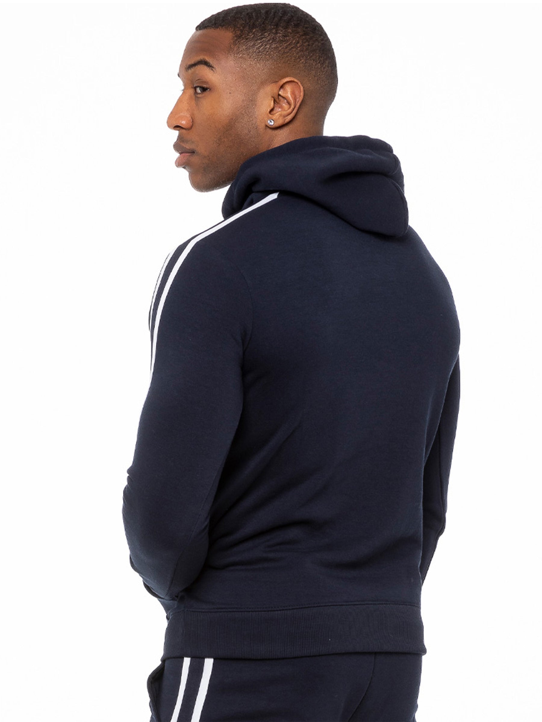 EZOHD584T Mens Striped Fleece Pullover Hoody | Enzo Designer Menswear ENZO RAWDENIM