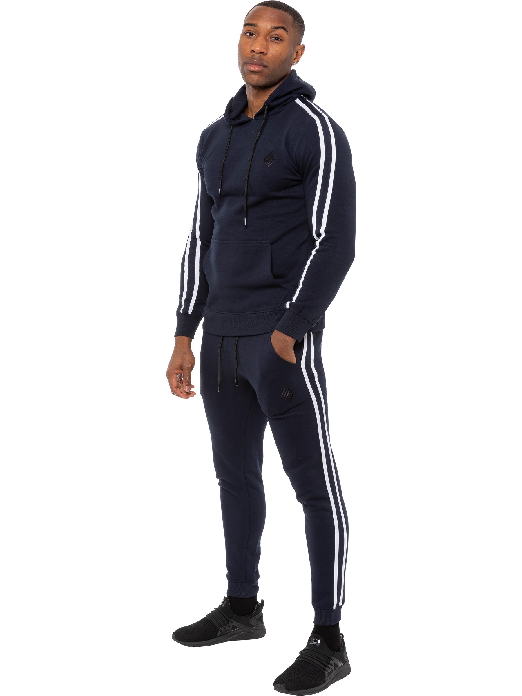 EZOHD584T Mens Striped Fleece Pullover Hoody | Enzo Designer Menswear ENZO RAWDENIM