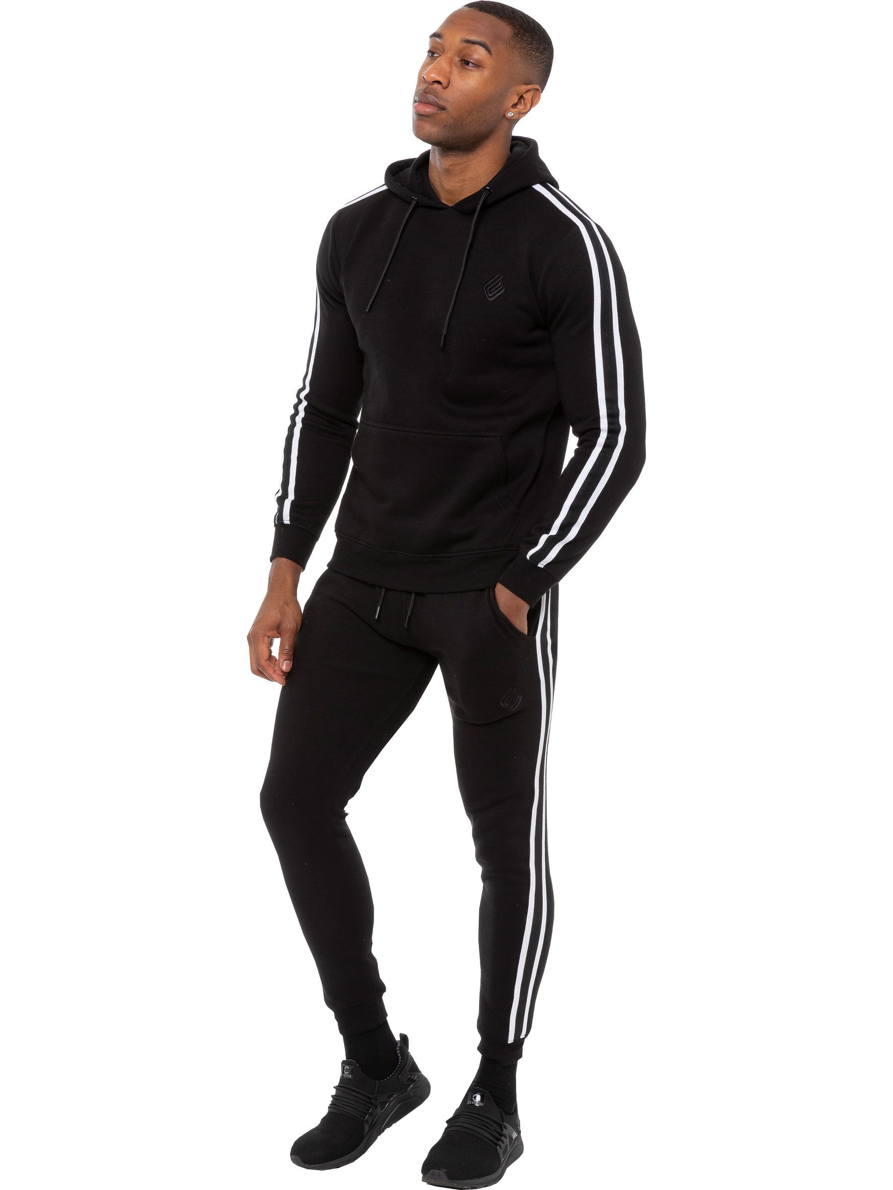 EZOHD584T Mens Striped Fleece Pullover Hoody | Enzo Designer Menswear ENZO RAWDENIM