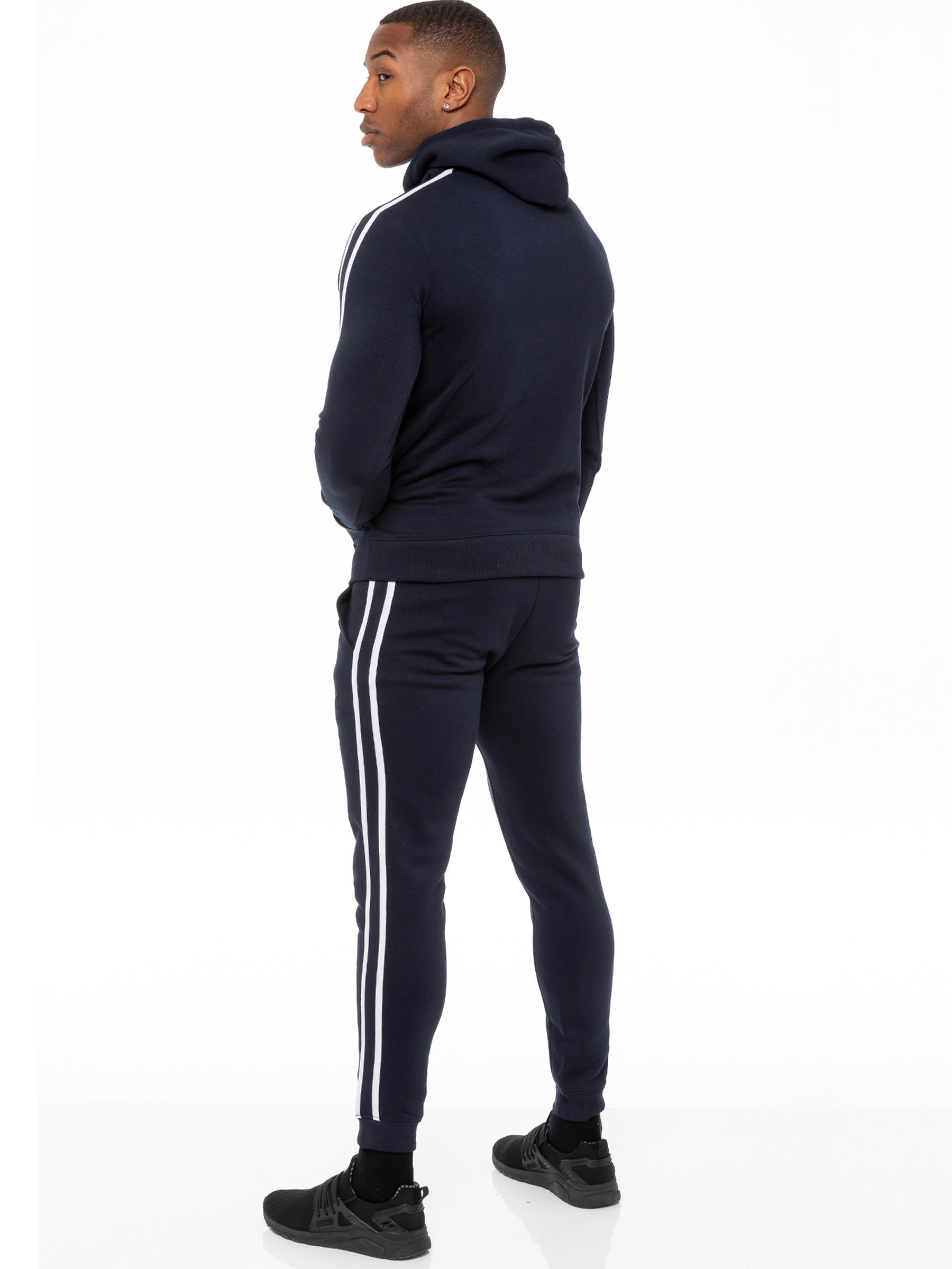 EZOHD584T Mens Striped Fleece Pullover Hoody | Enzo Designer Menswear ENZO RAWDENIM