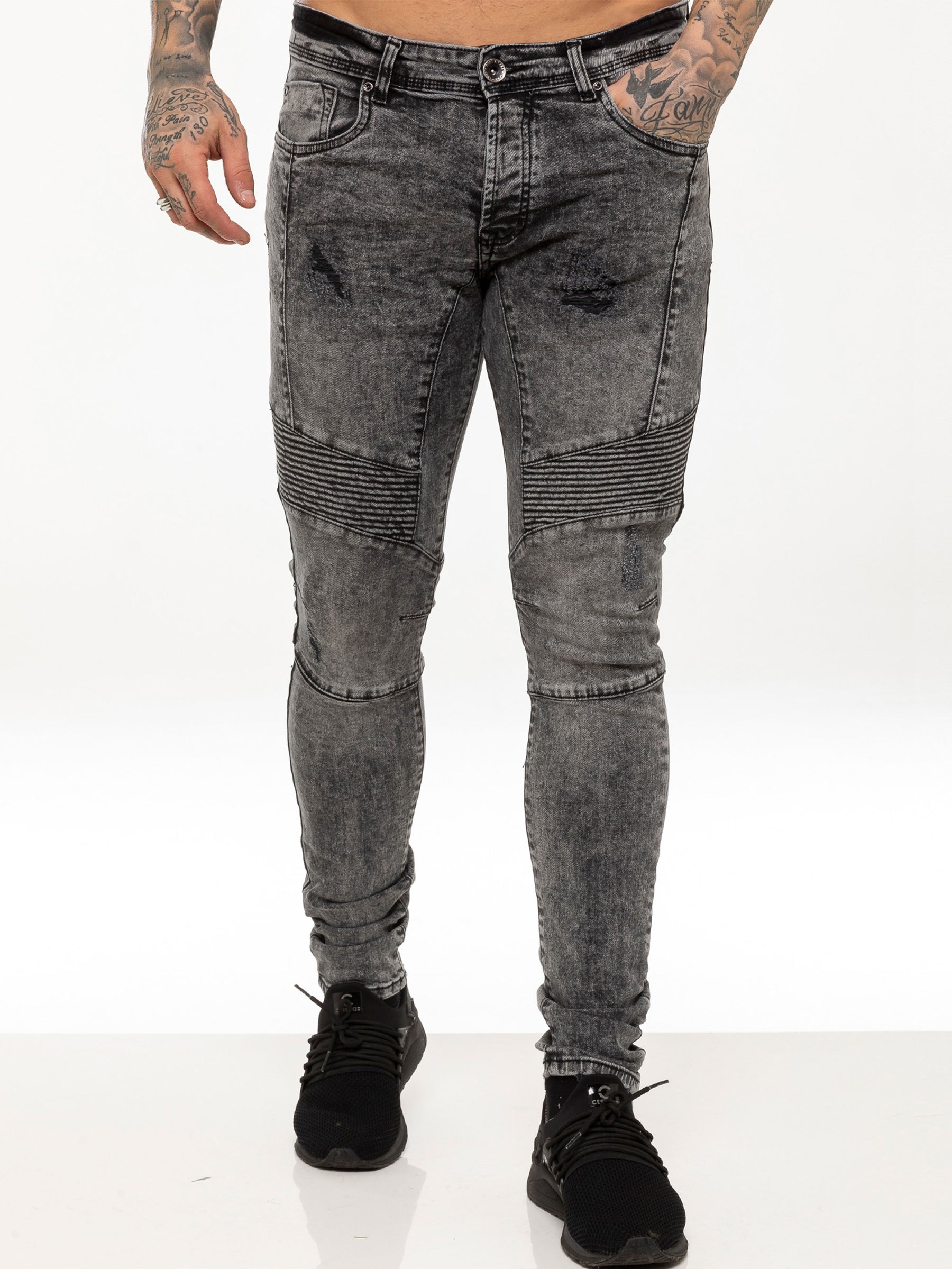 EZ365 Mens Super Skinny Stretch Biker Denim Jeans | Enzo Designer Menswear ENZO RAWDENIM