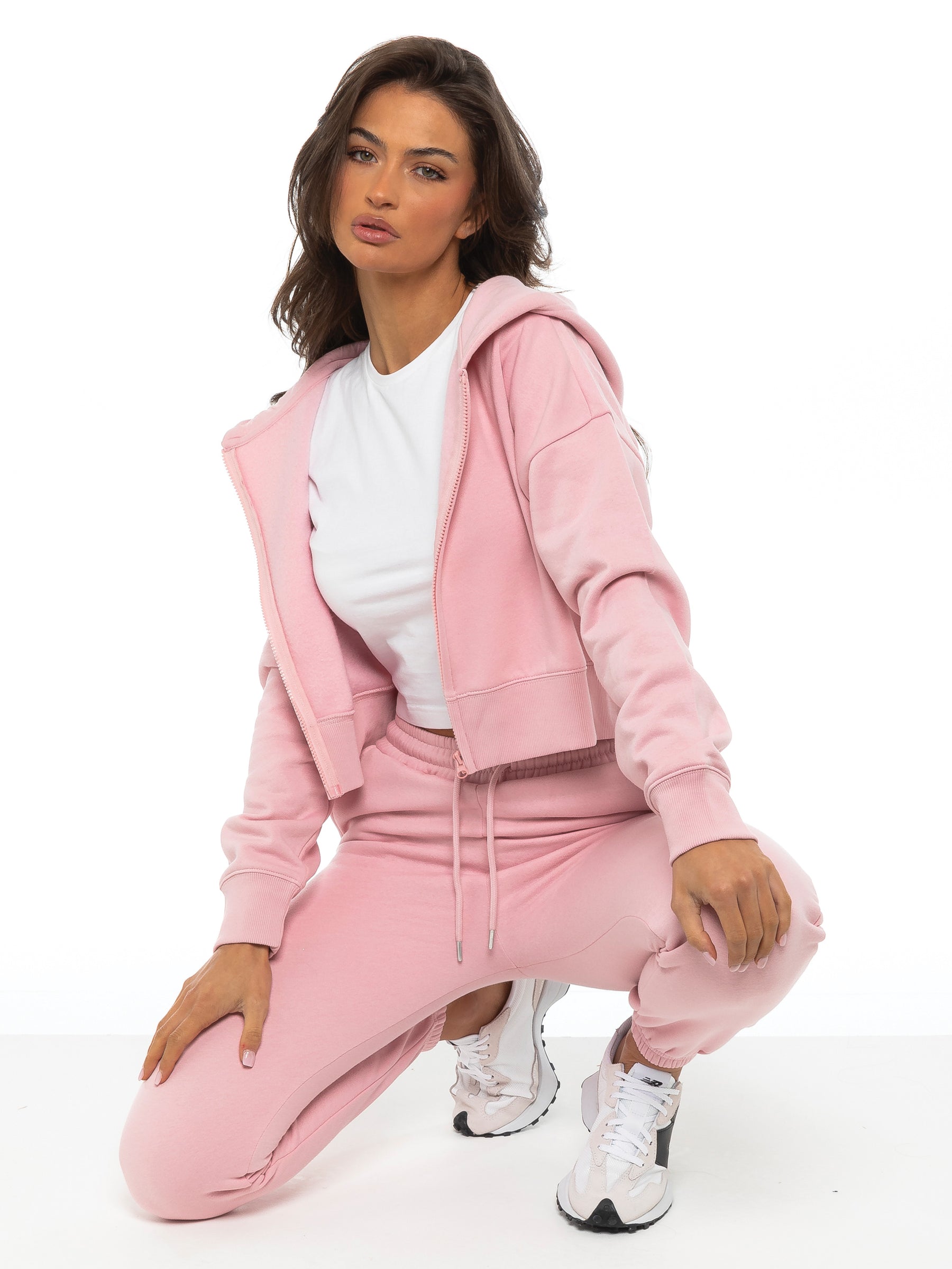 EZLHDCZ595 & EZLJG591 Enzo | Womens Cropped Zip Hoodie Tracksuit ENZO RAWDENIM