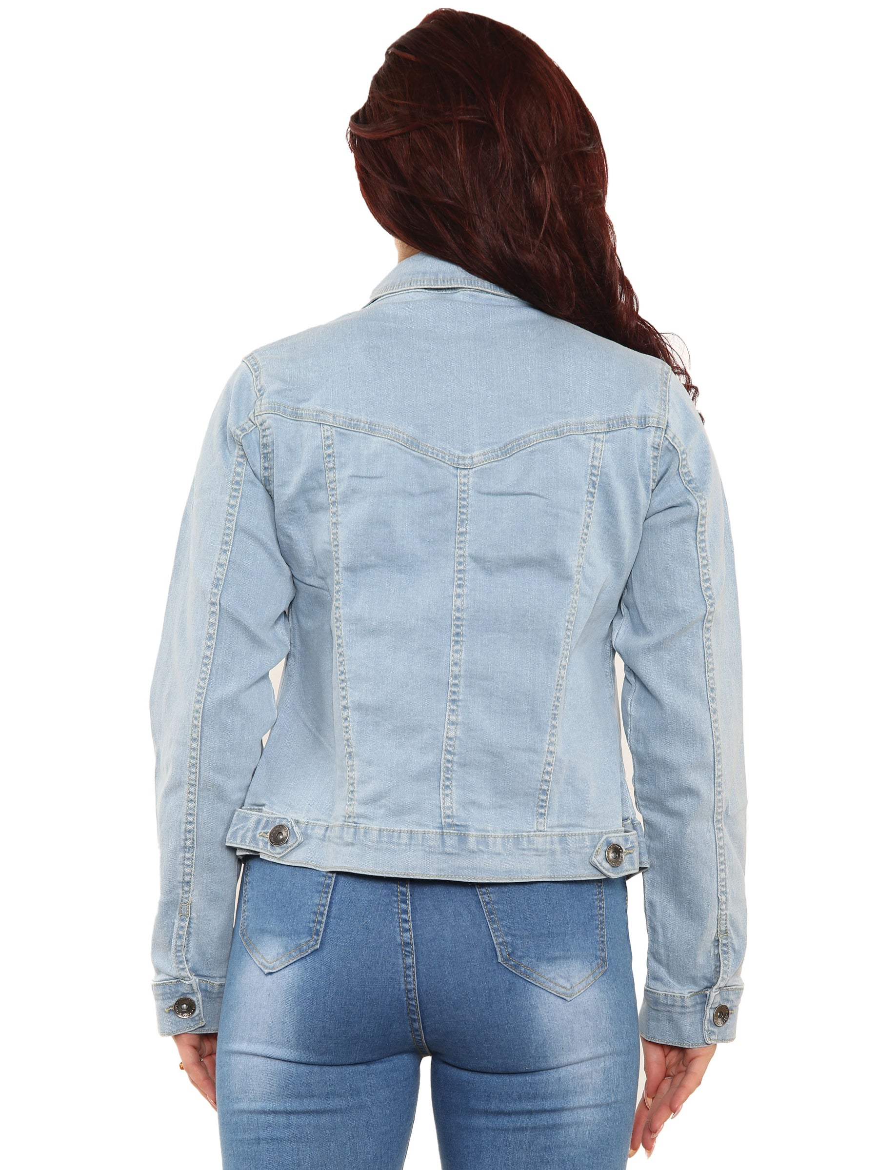 EZJ415 Womens Casual Button Up Classic Denim Jean Jacket | Enzo Designer Womenswear ENZO RAWDENIM