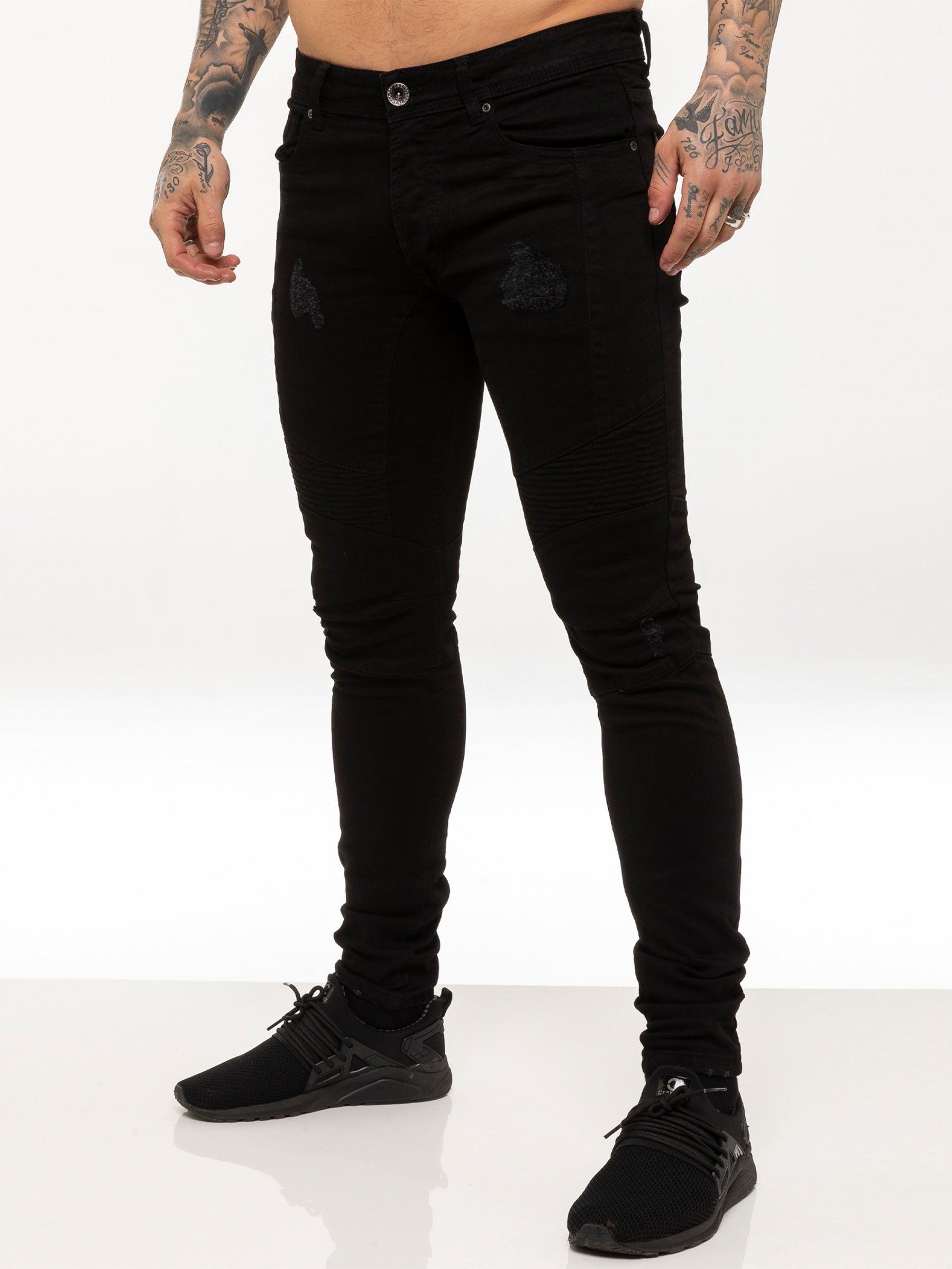 EZ365 Mens Super Skinny Stretch Biker Denim Jeans | Enzo Designer Menswear ENZO RAWDENIM