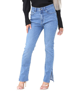 KZL130 Kruze | Womens Straight Slit Jeans KRUZE RAWDENIM