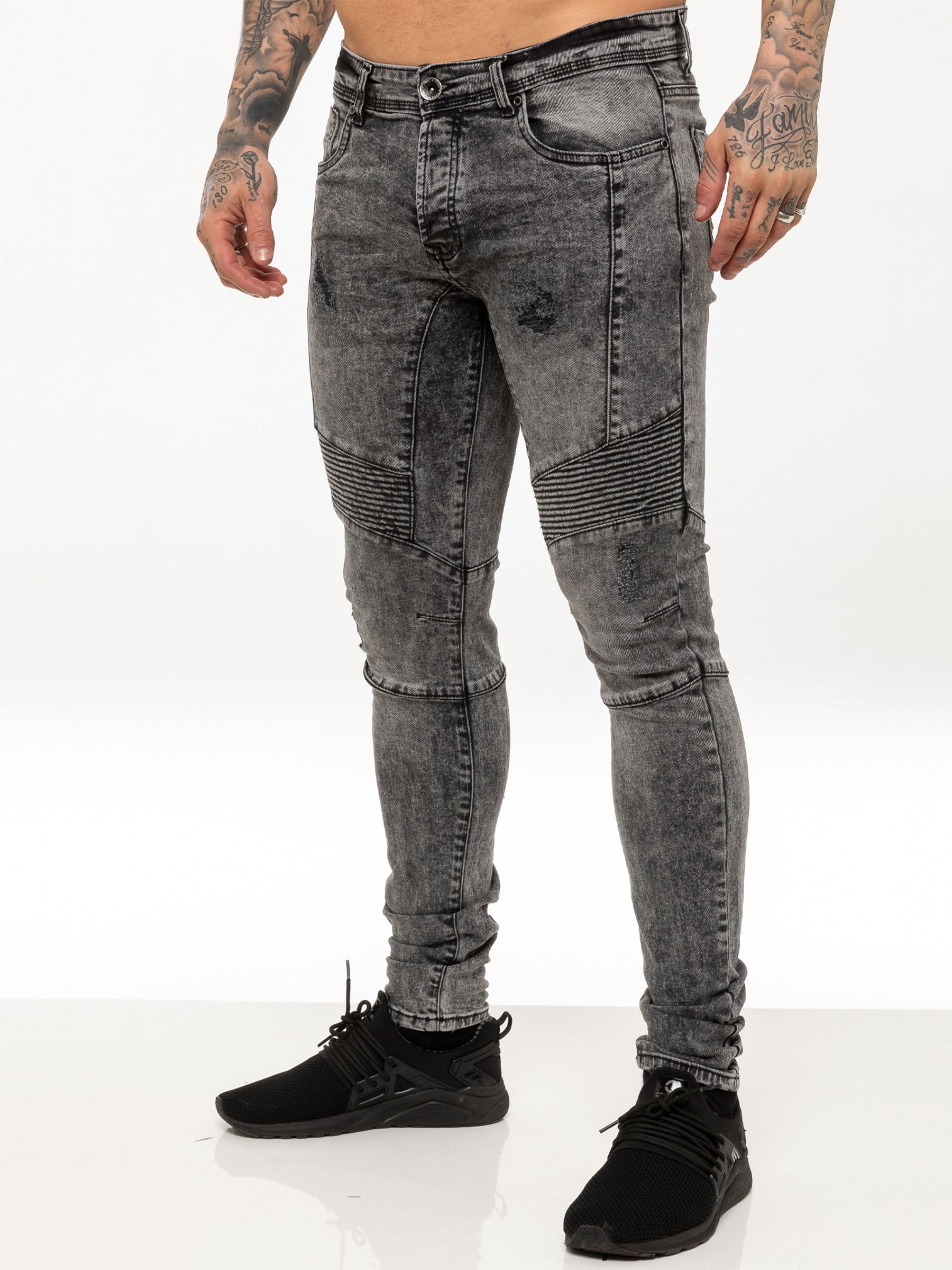 EZ365 Mens Super Skinny Stretch Biker Denim Jeans | Enzo Designer Menswear ENZO RAWDENIM