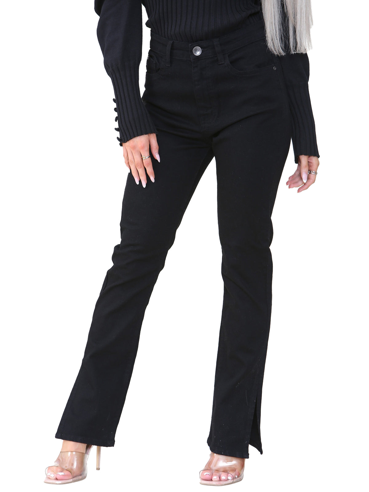 KZL130 Kruze | Womens Straight Slit Jeans KRUZE RAWDENIM