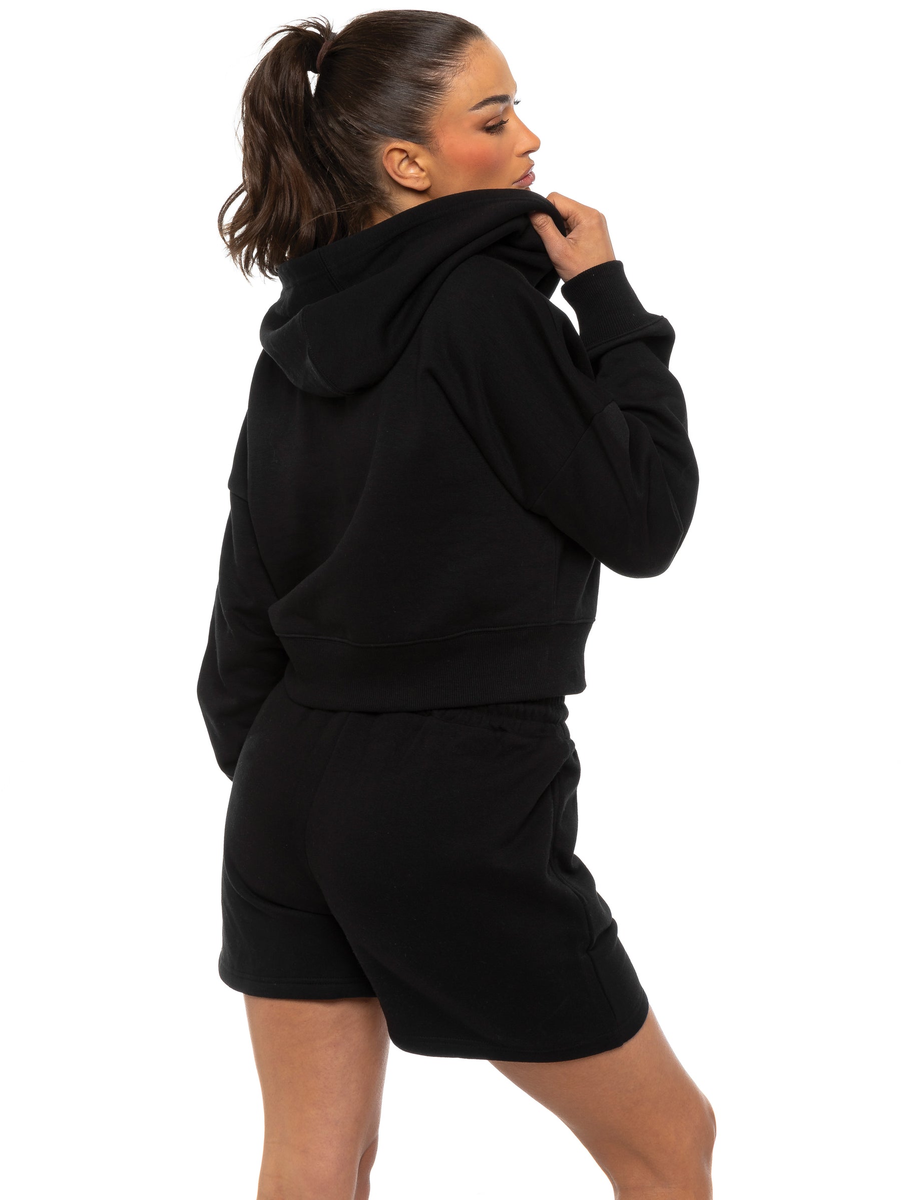 EZLHDCZ595 & EZLS597 Enzo | Womens Cropped Zip Hoodie Tracksuit With Shorts ENZO RAWDENIM