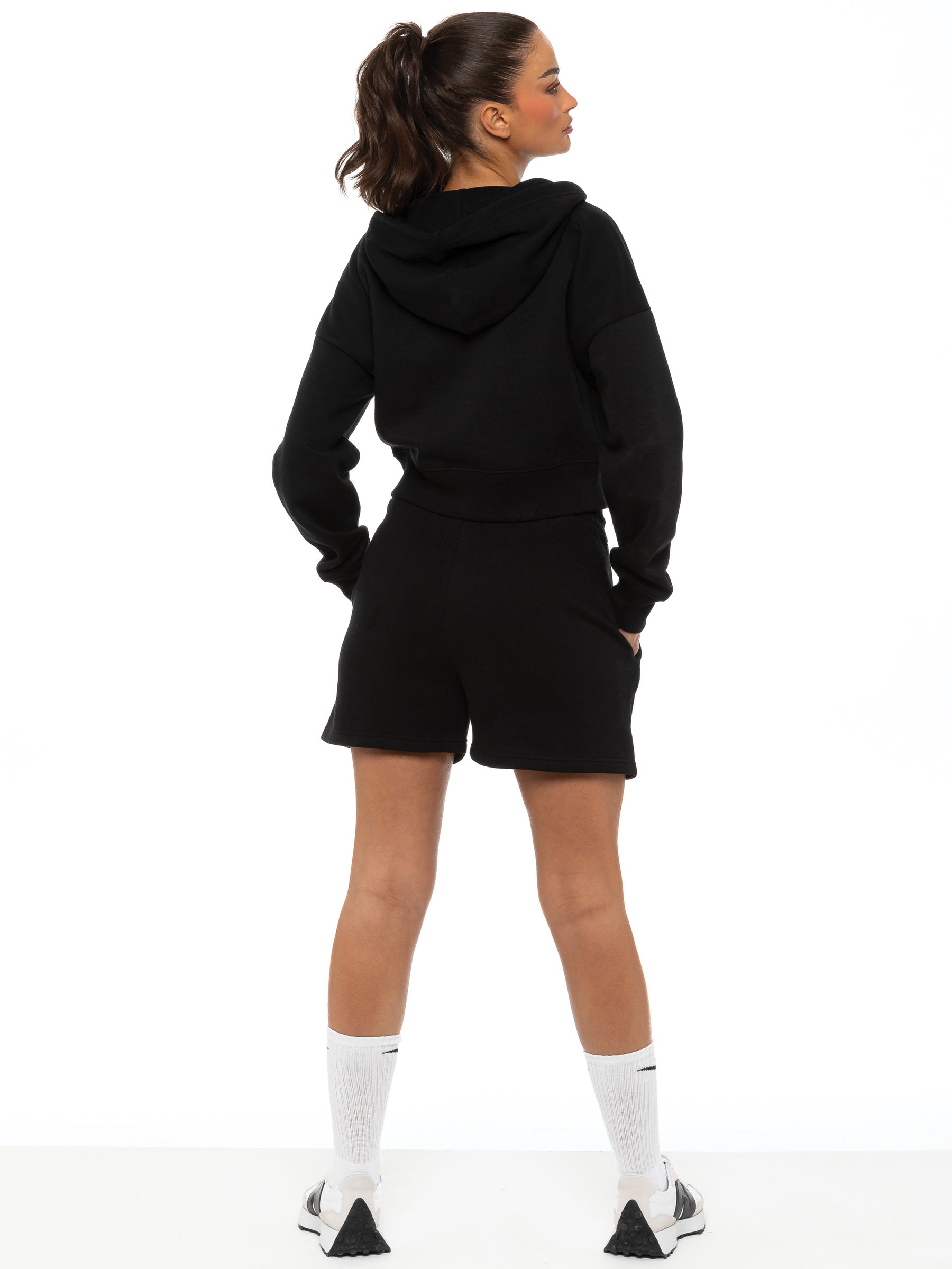 EZLHDCZ595 & EZLS597 Enzo | Womens Cropped Zip Hoodie Tracksuit With Shorts ENZO RAWDENIM