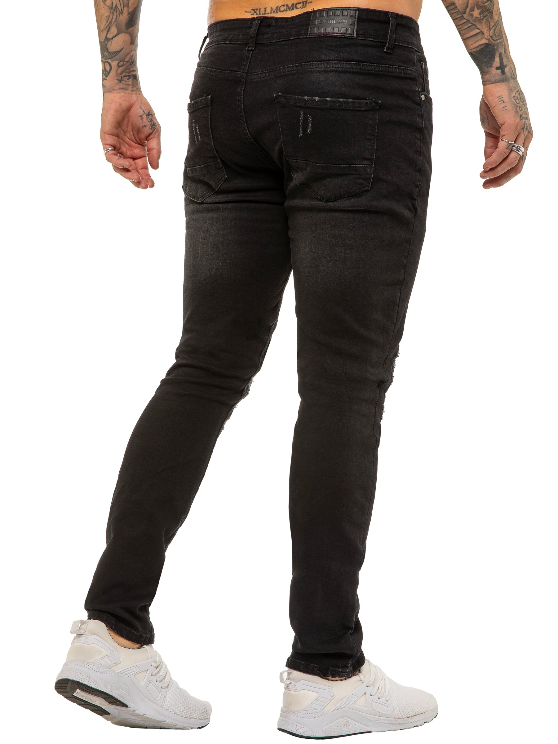 EZ420 Mens Skinny Ripped Jeans Stretch Denim | Enzo Designer Menswear ENZO RAWDENIM