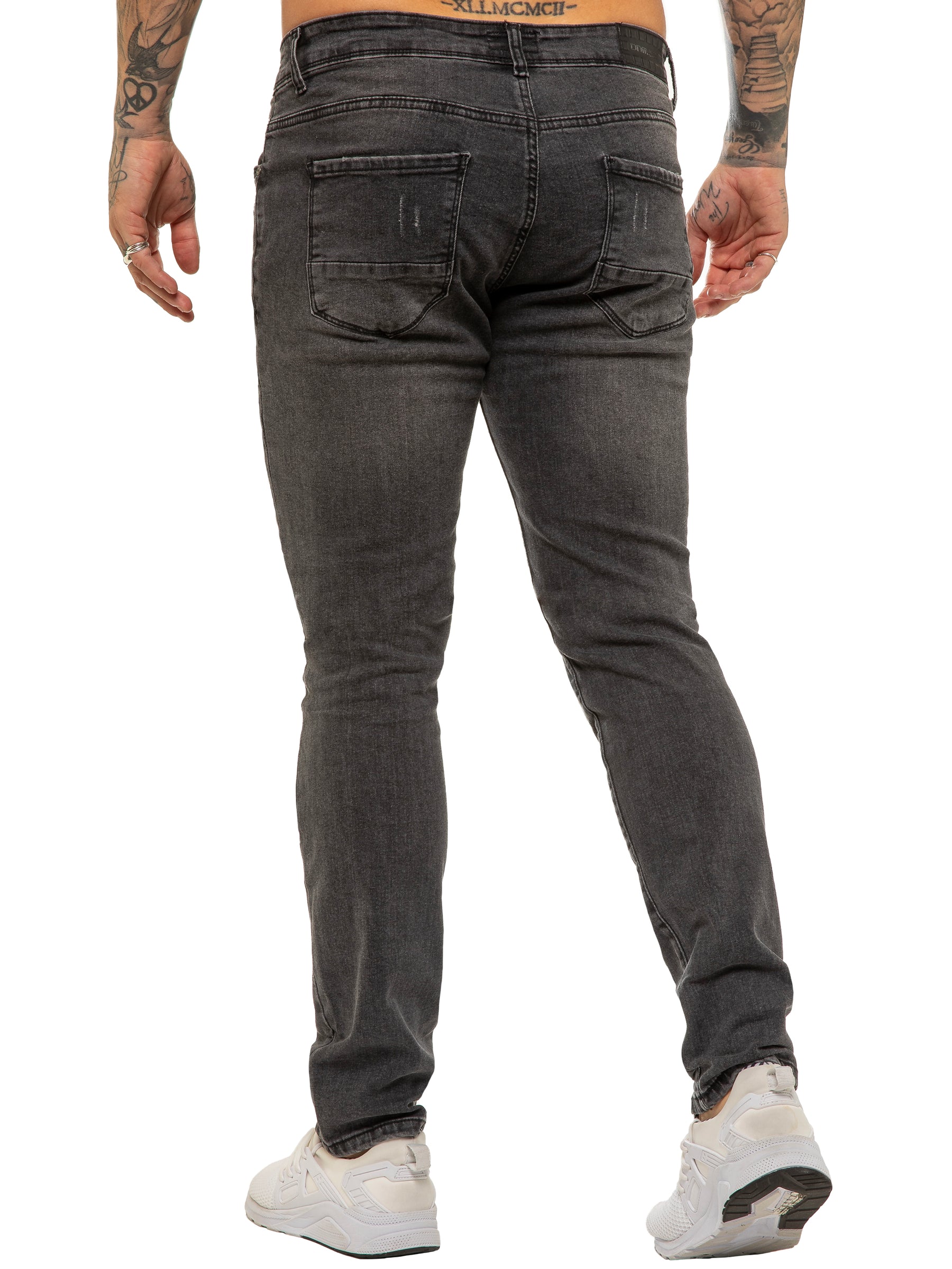 EZ420 Mens Skinny Ripped Jeans Stretch Denim | Enzo Designer Menswear ENZO RAWDENIM