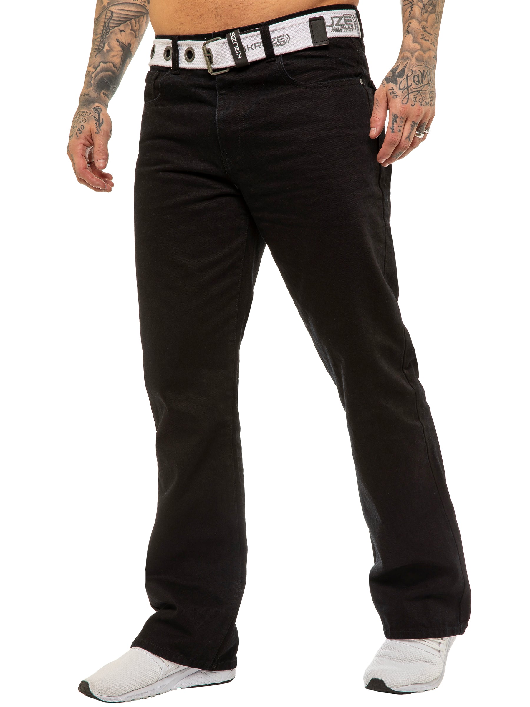 KZ115 Kruze | Mens Bootcut Wide Leg Denim Jeans KRUZE RAWDENIM
