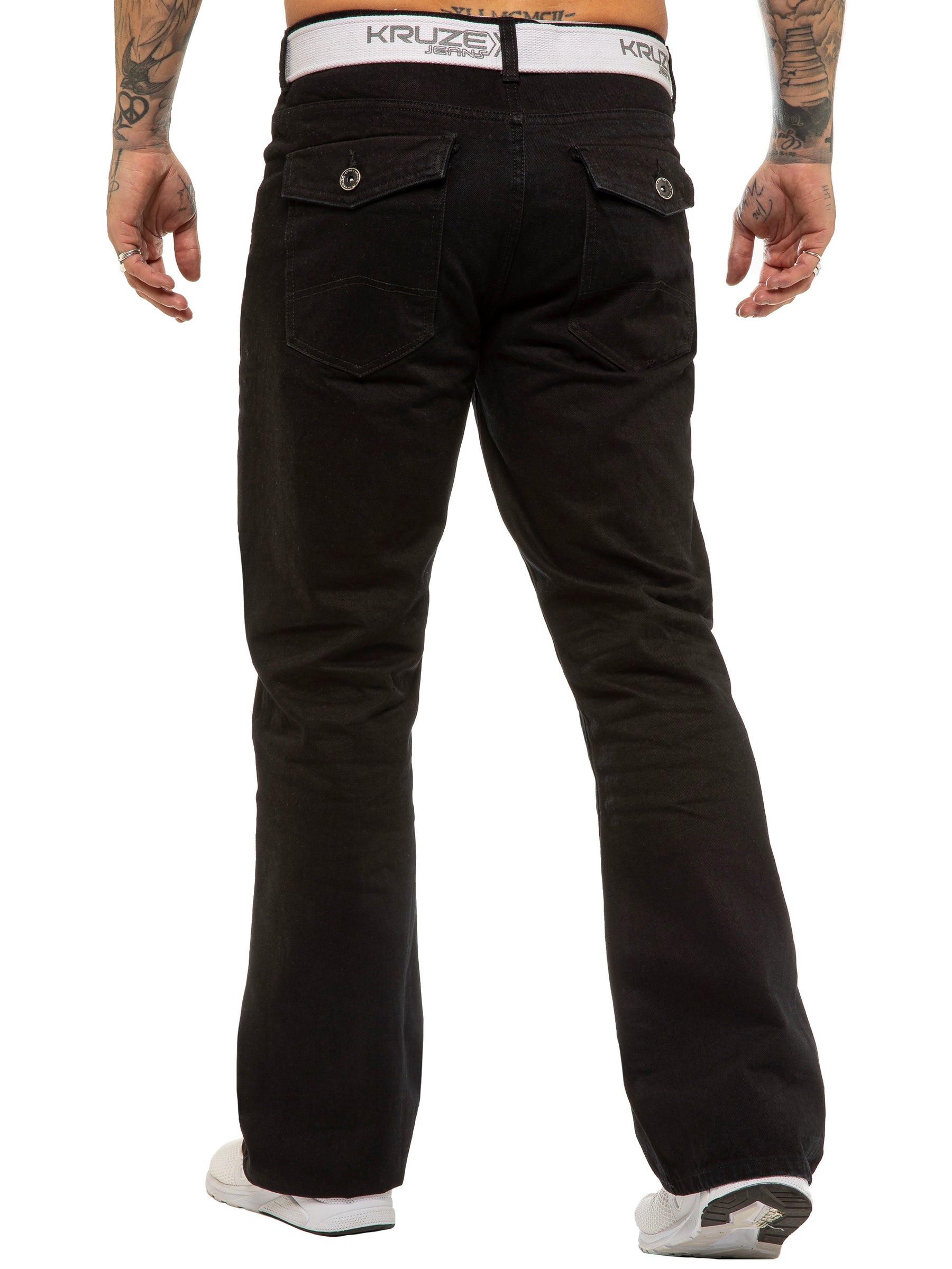 KZ115 Kruze | Mens Bootcut Wide Leg Denim Jeans KRUZE RAWDENIM