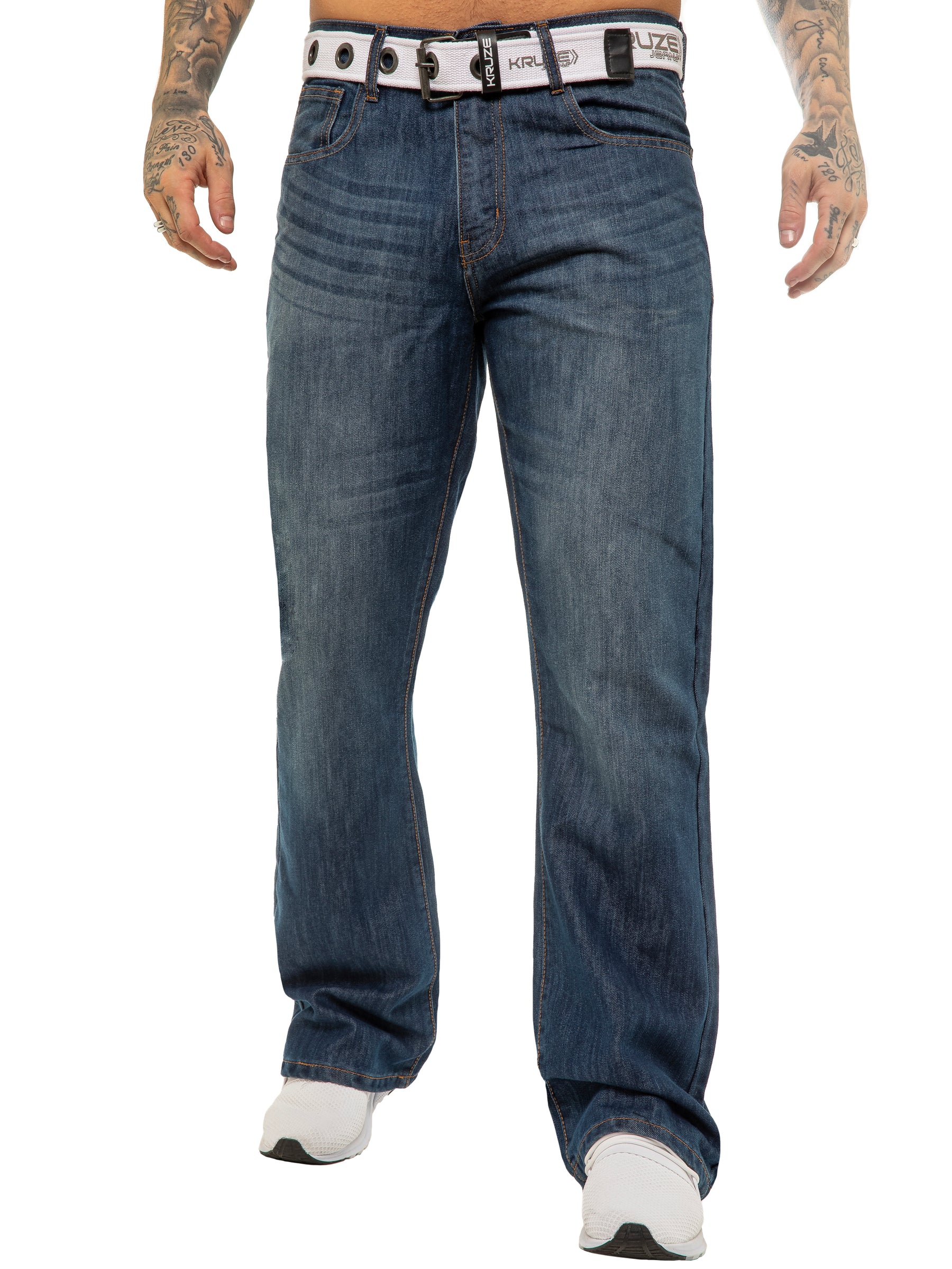 KZ115 Kruze | Mens Bootcut Wide Leg Denim Jeans KRUZE RAWDENIM