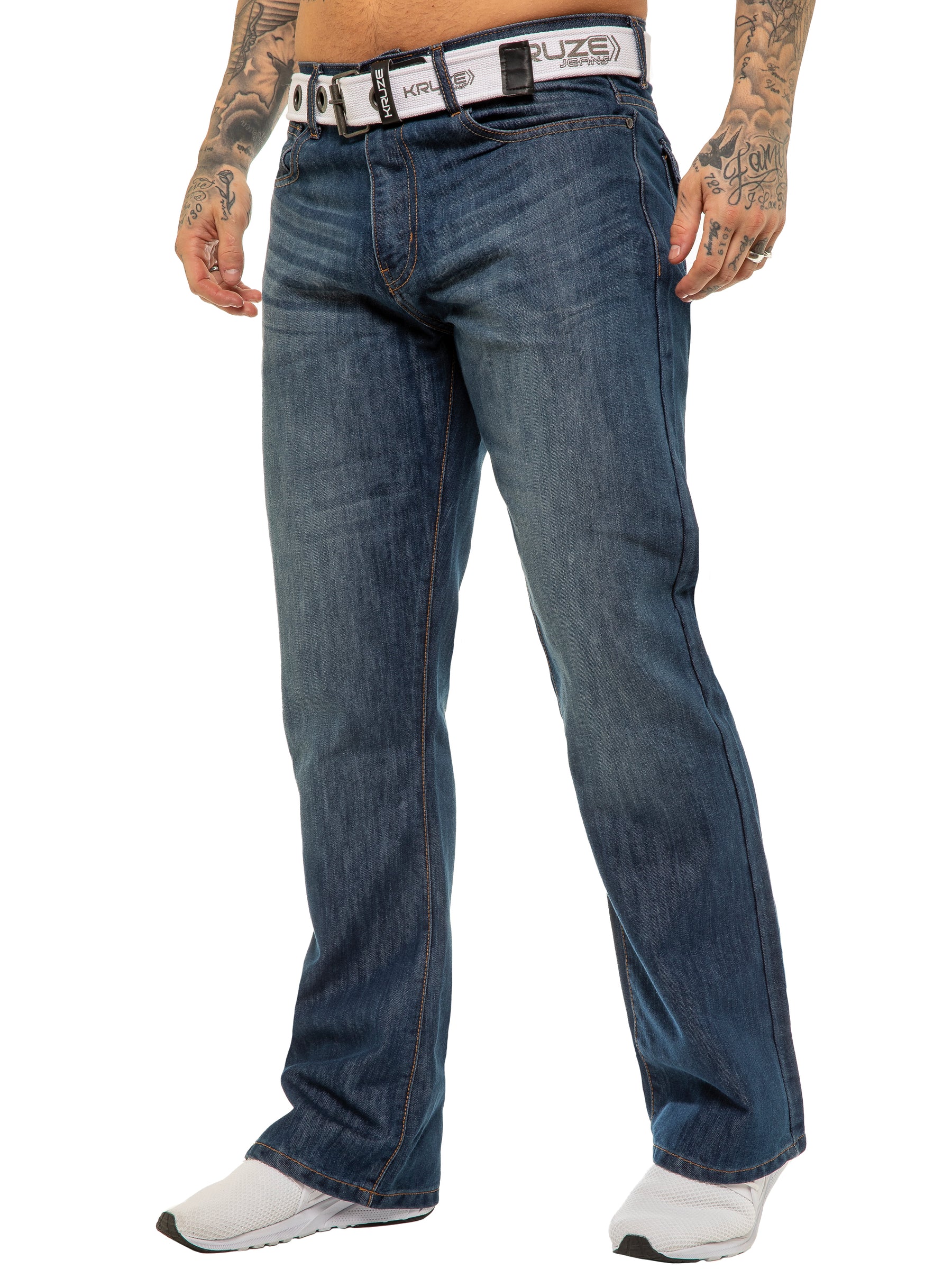 KZ115 Kruze | Mens Bootcut Wide Leg Denim Jeans KRUZE RAWDENIM