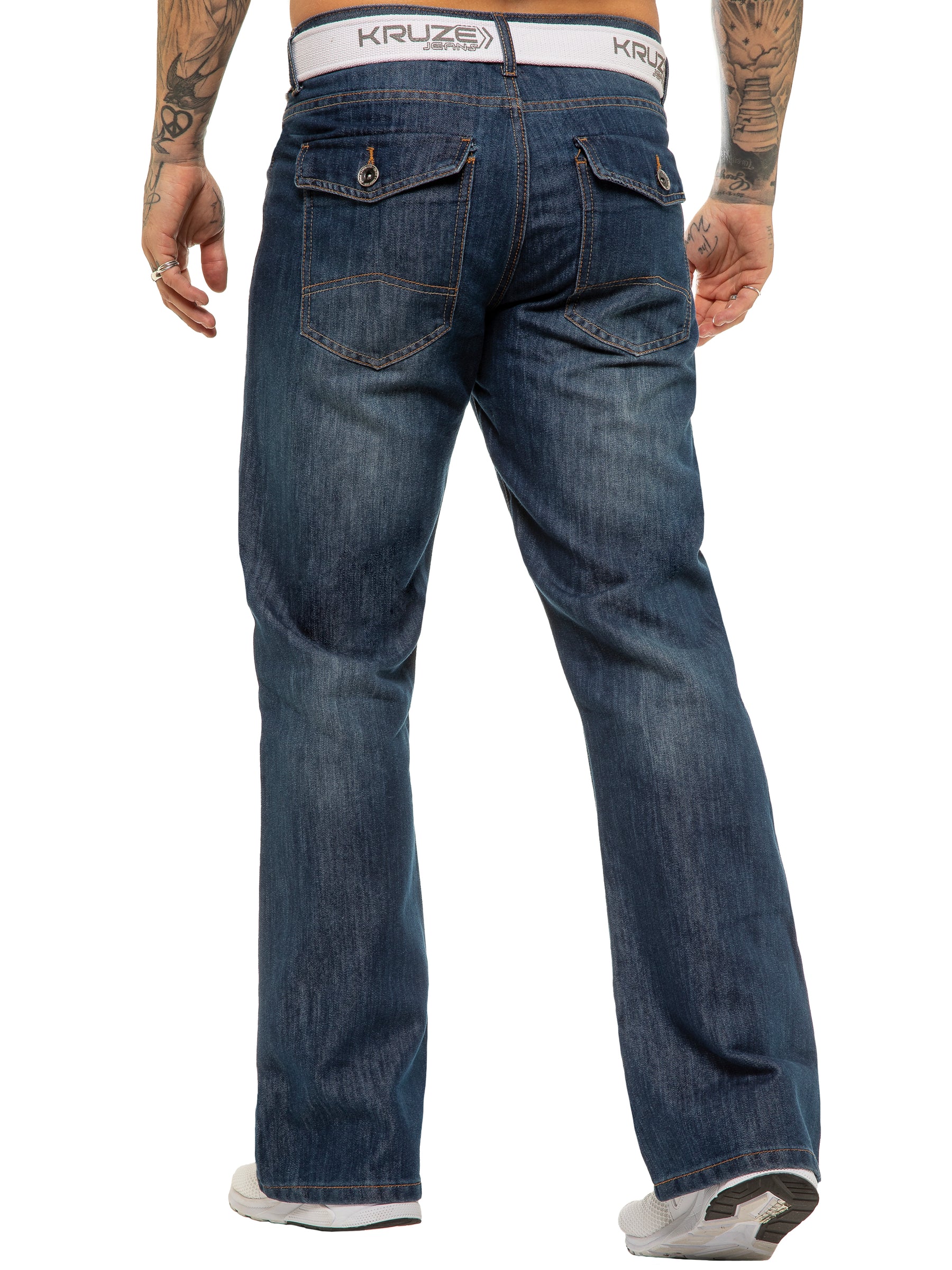KZ115 Kruze | Mens Bootcut Wide Leg Denim Jeans KRUZE RAWDENIM