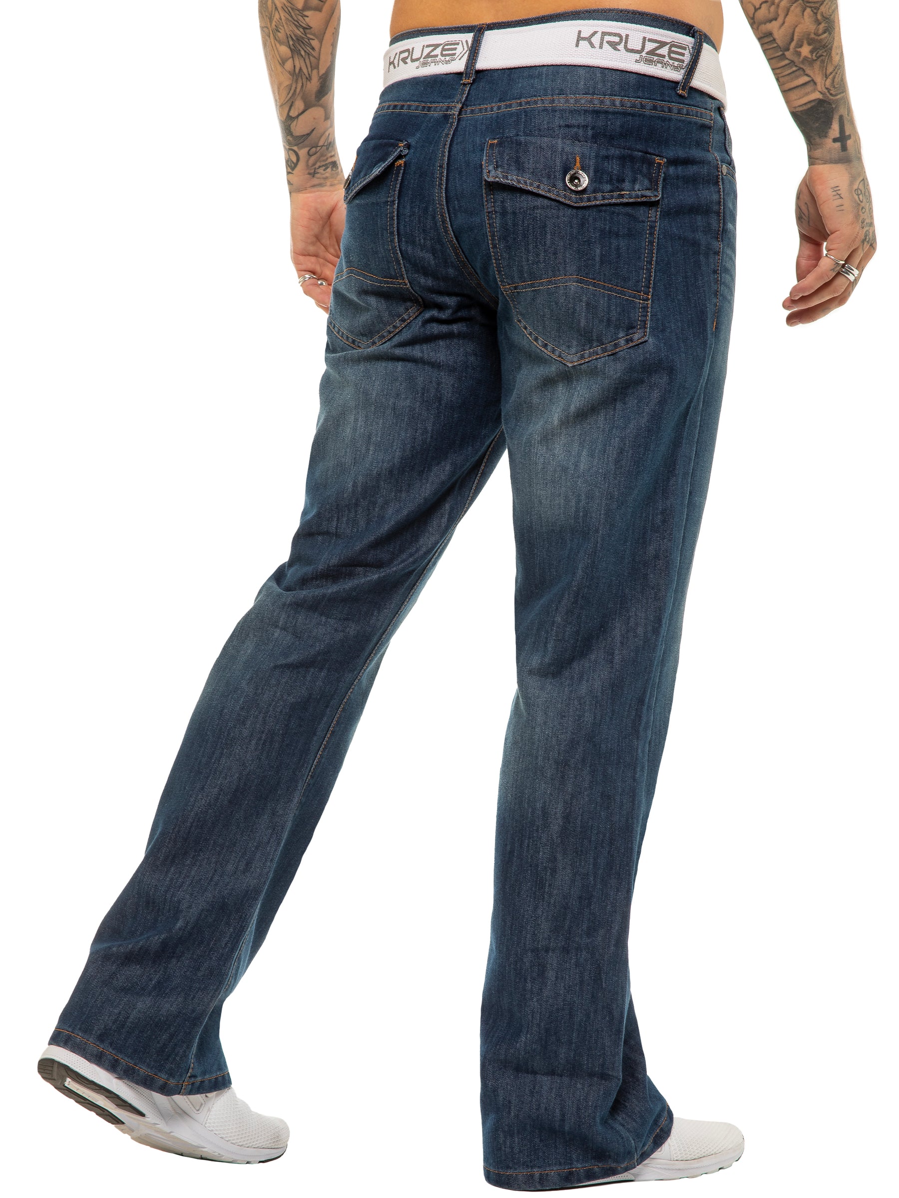KZ115 Kruze | Mens Bootcut Wide Leg Denim Jeans KRUZE RAWDENIM