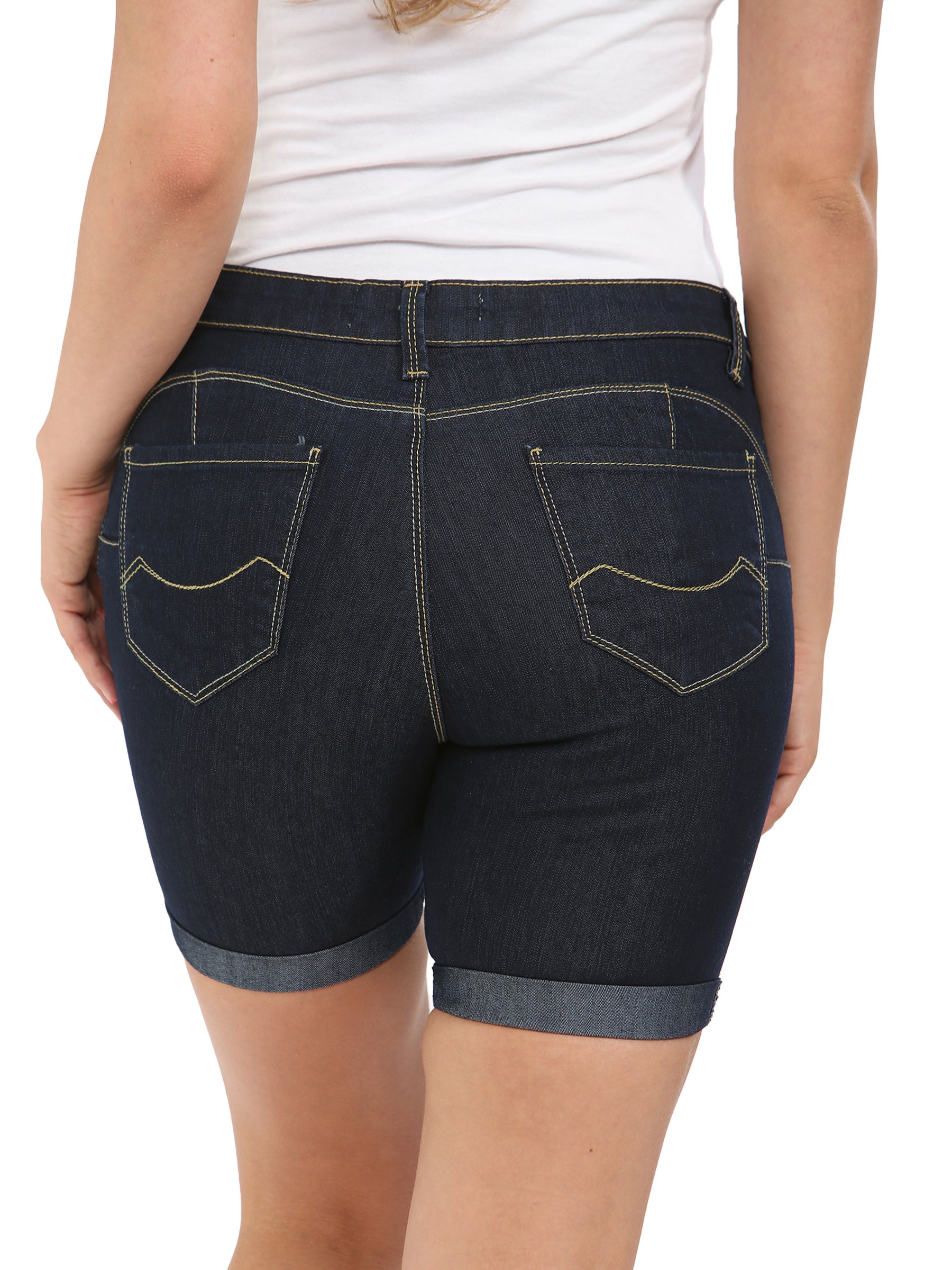 EZLS418 Enzo Womens Skinny Stretch Denim Summer Shorts ENZO RAWDENIM