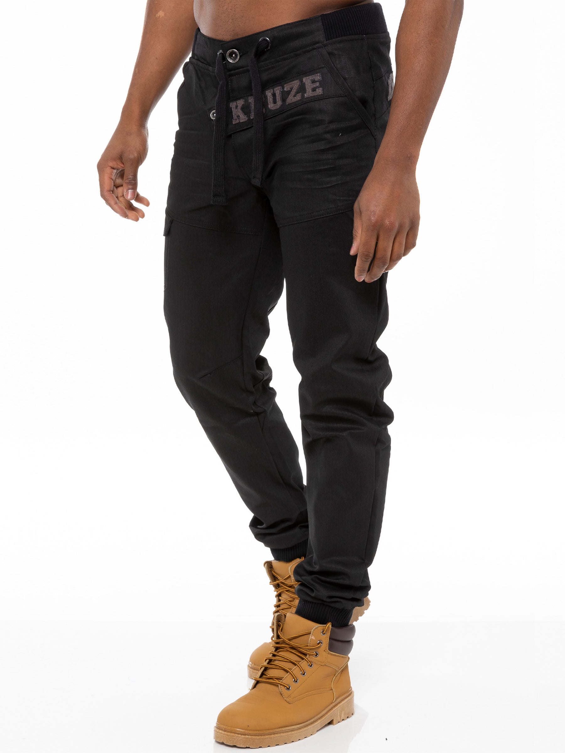 KZ101 KRUZE Mens Designer Casual Mid Stonewash Branded Denim Cuffed Jeans Pants KRUZE RAWDENIM