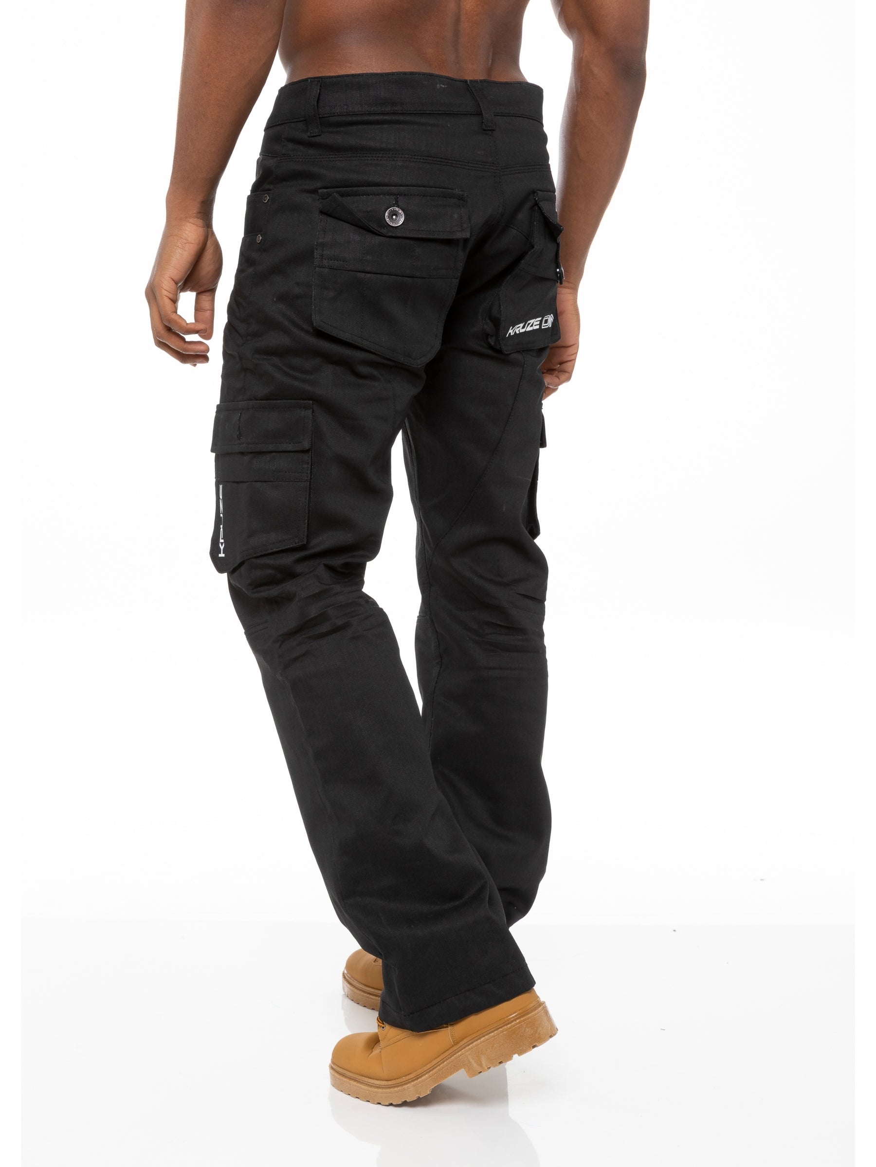 KZ103 Kruze | Mens Coated Combat Cargo Denim Coated Jeans KRUZE RAWDENIM