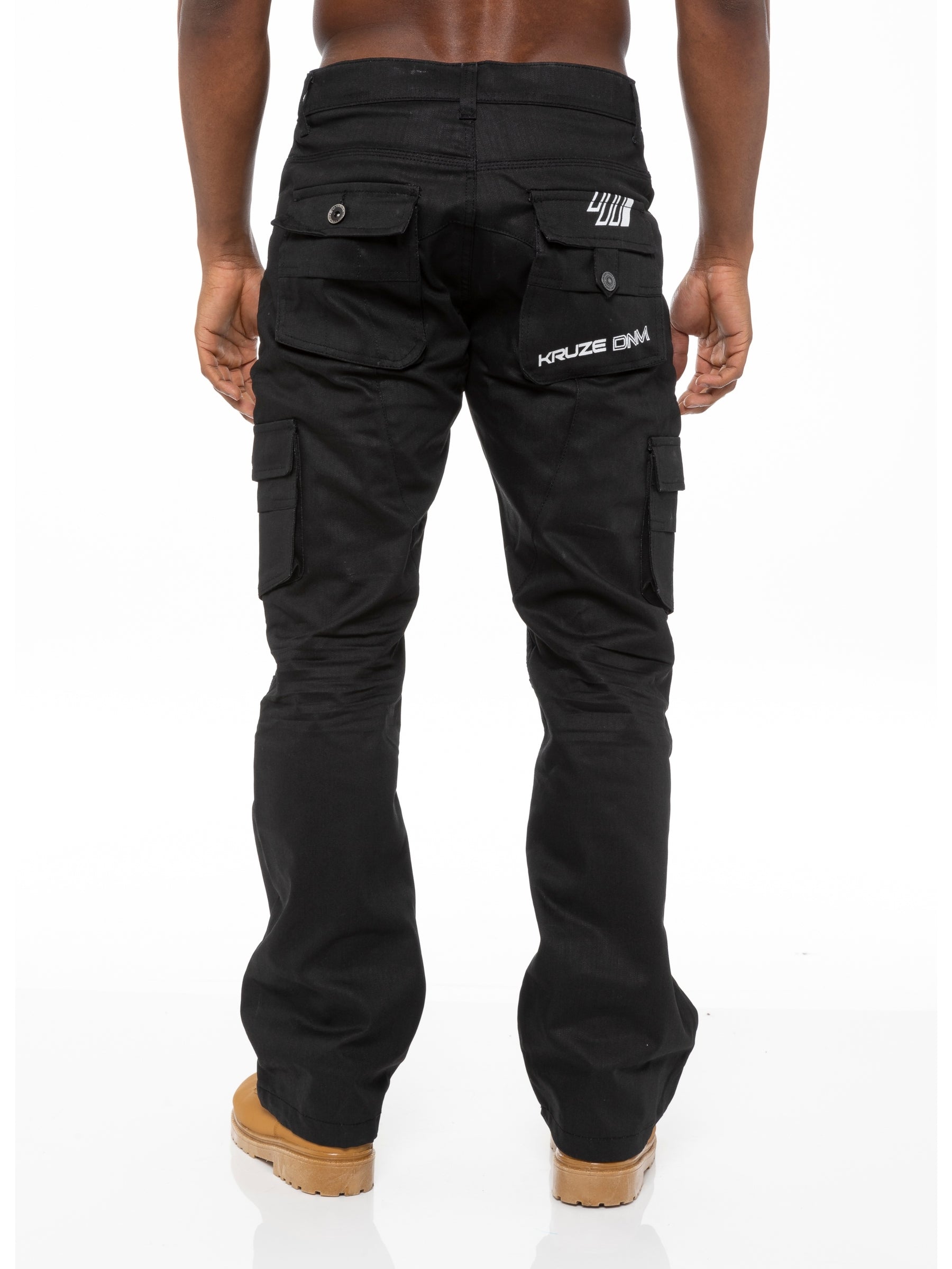 KZ103 Kruze | Mens Coated Combat Cargo Denim Coated Jeans KRUZE RAWDENIM