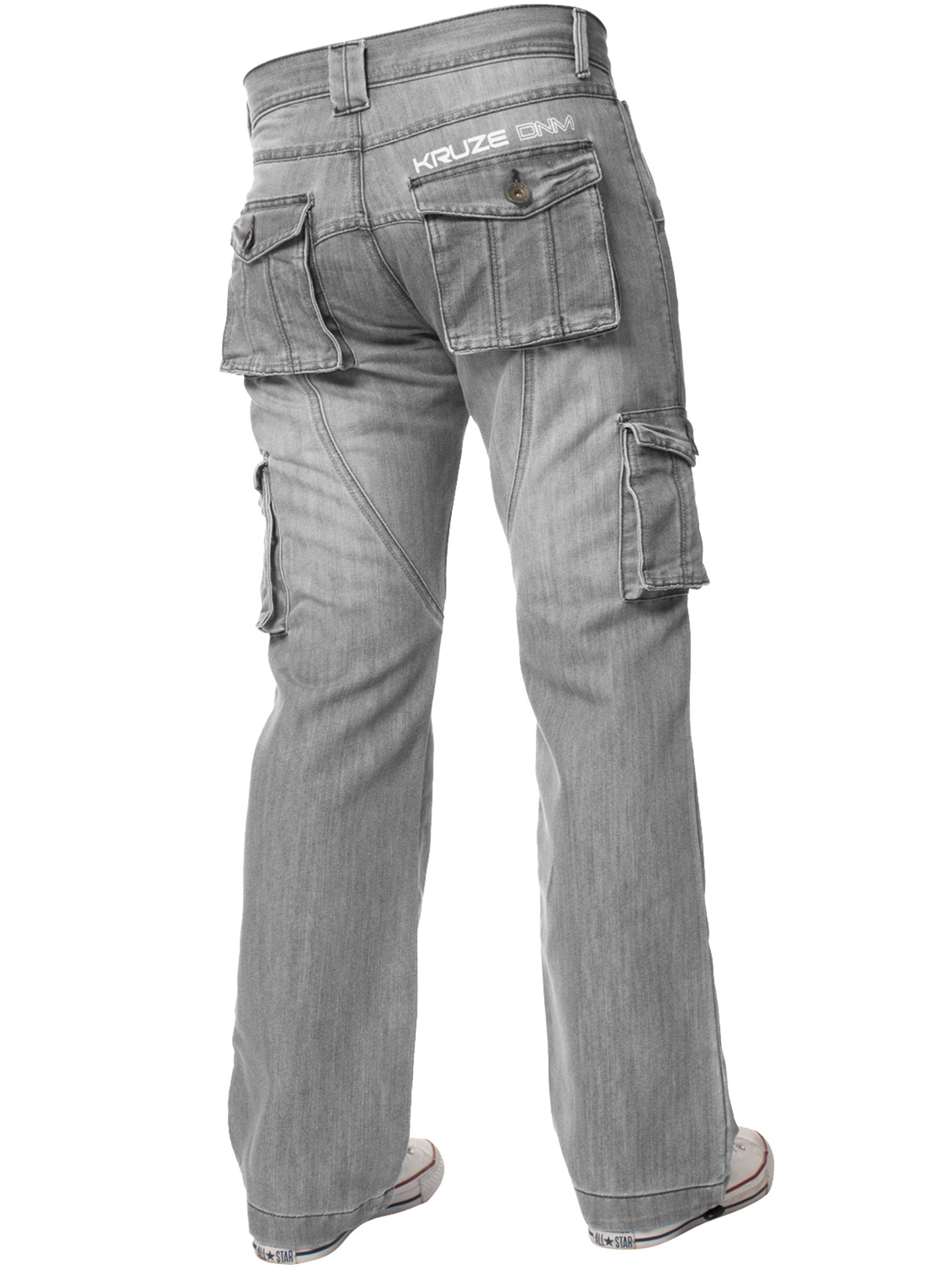 KZ126 Mens Casual Combat Cargo Work Jeans | Kruze Denim Designer Menswear KRUZE RAWDENIM